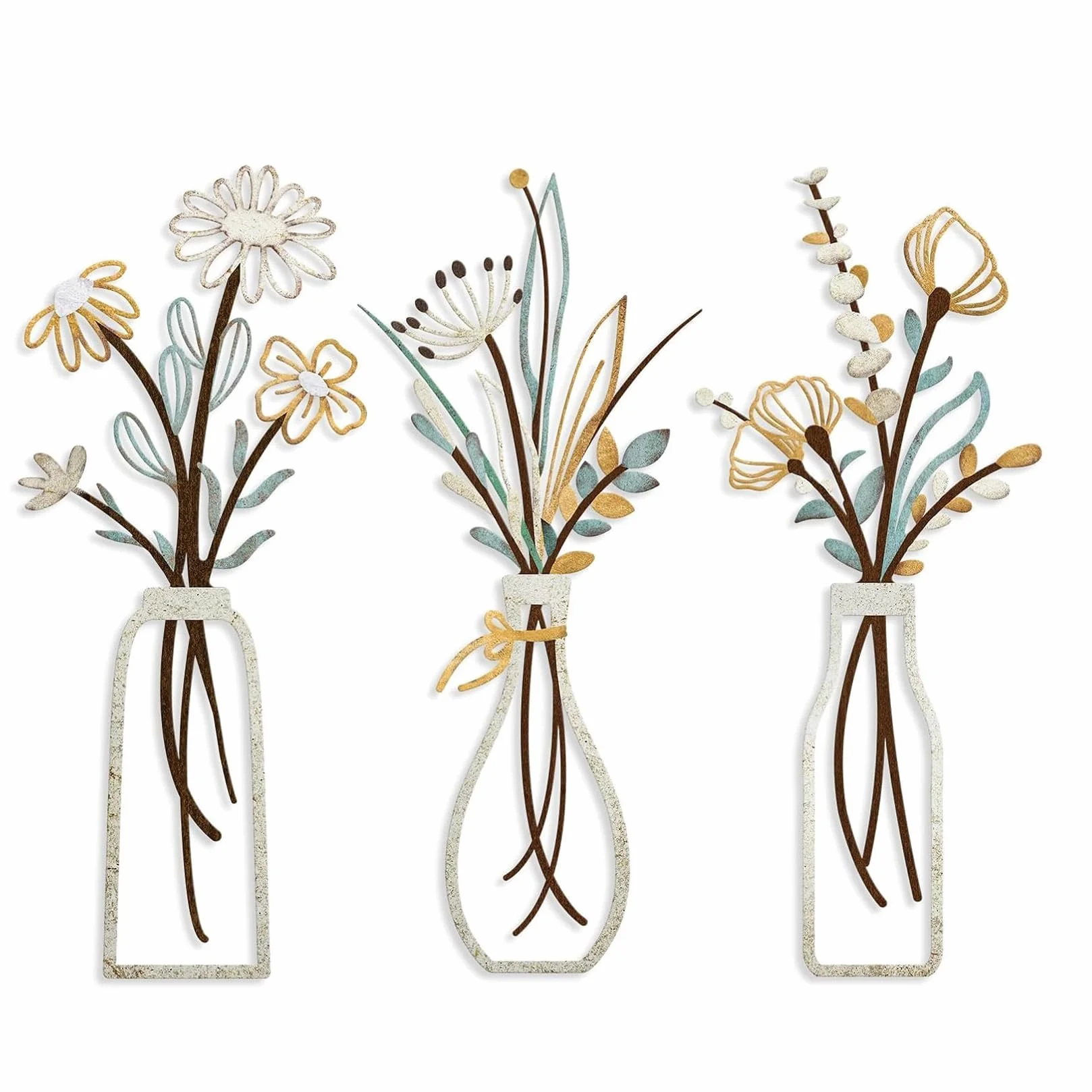 Mailfull 3 Pièces Décoration Murale Métal Fleur Déco Murale Moderne pour Salon