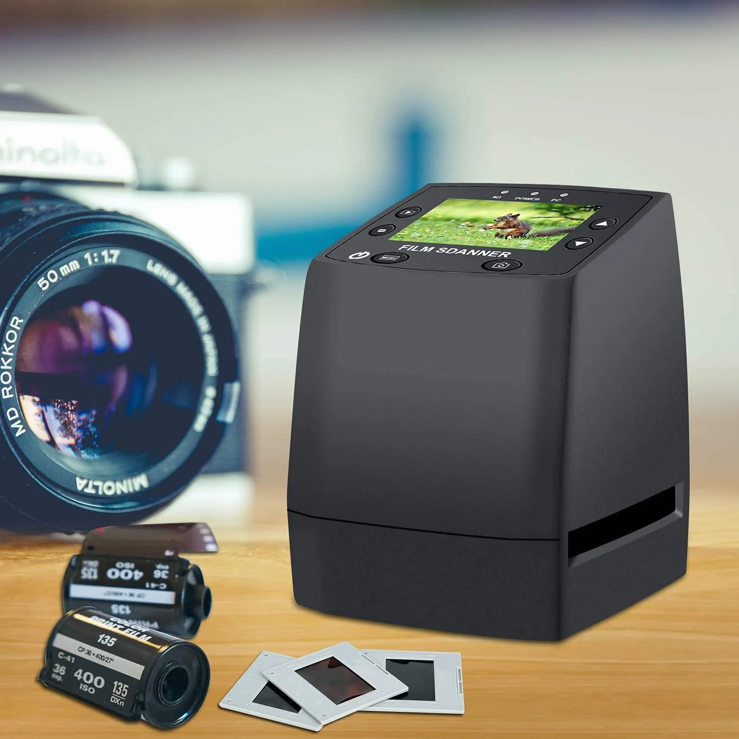 DIGITNOW! Diascanner Konwertuje negatywy 35mm / 135 i slajdy do formatu JPEG, skaner filmowy z wysoką rozdzielczością 1800 DPI, komputer nie jest potrzebny