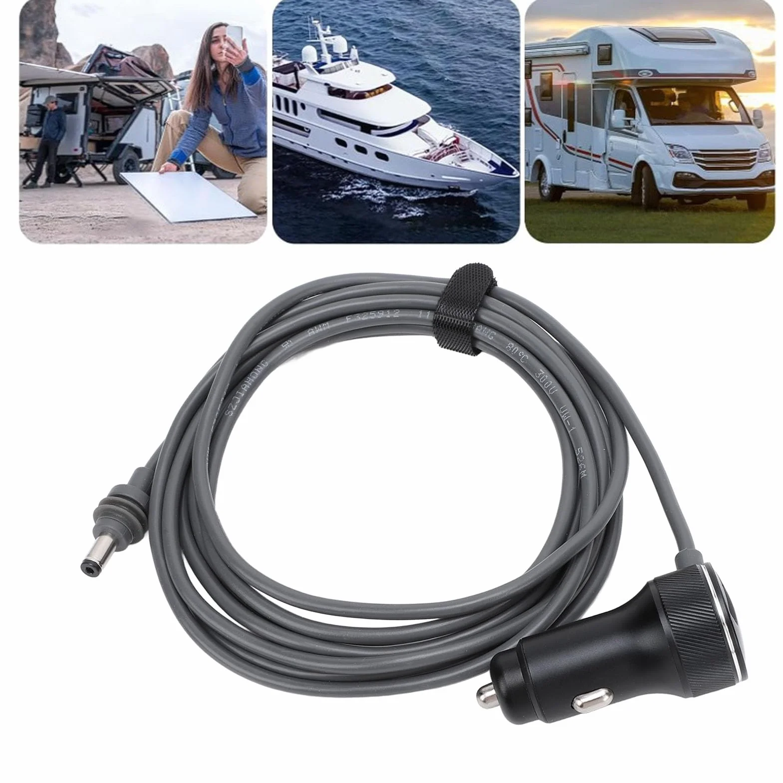 Mini Kabel Zasilający Adapter Samochodowy 12V DC na zapalniczkę, Satelitarny Kabel Zasilający Prądu Stałego o Długości do Mini, Kabel ładowarki Samochodowej (4M)