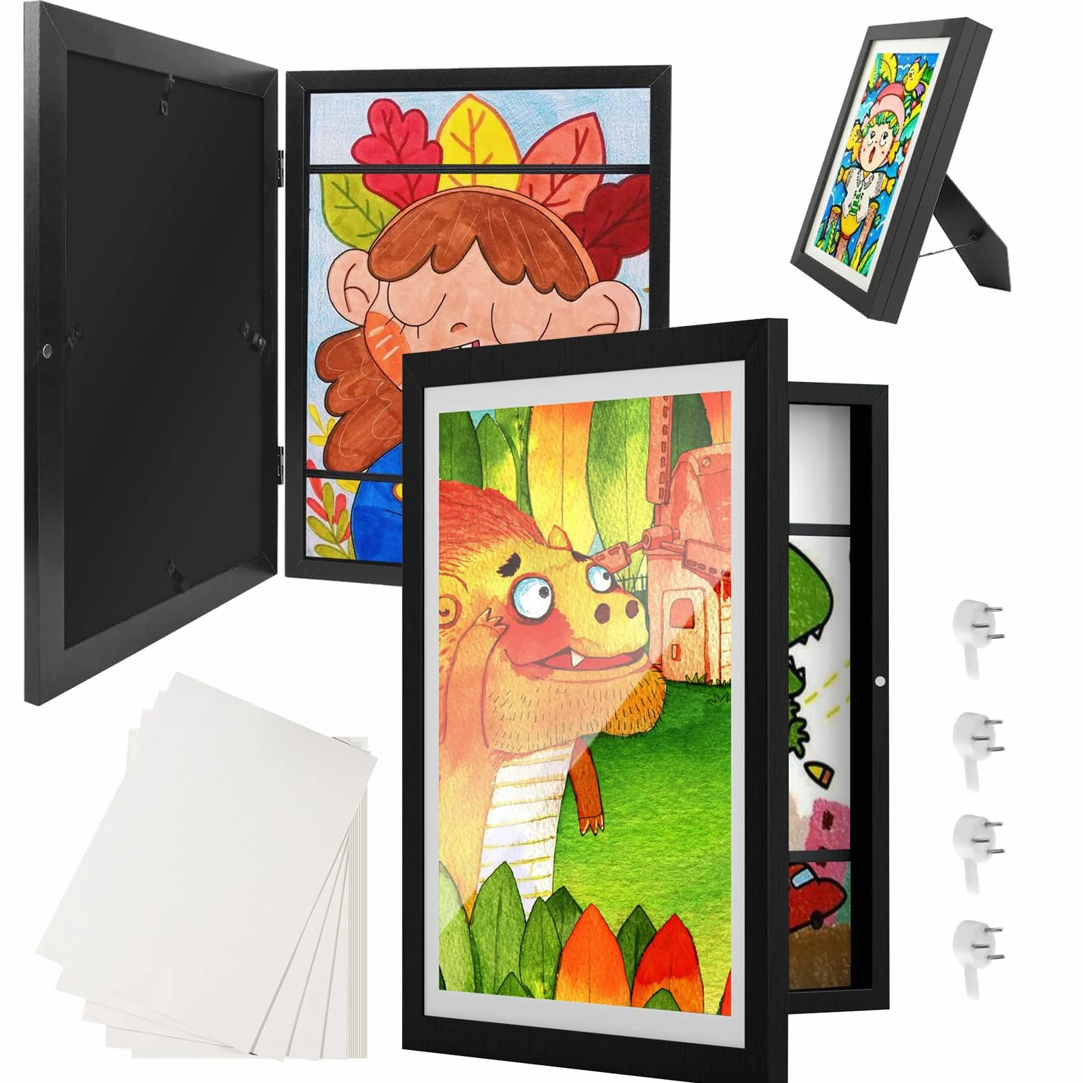 Cadre Dessin Enfant à Changer A4 D'art Photo Bois 20 Bourrage Papier Capacité 100 œuvres