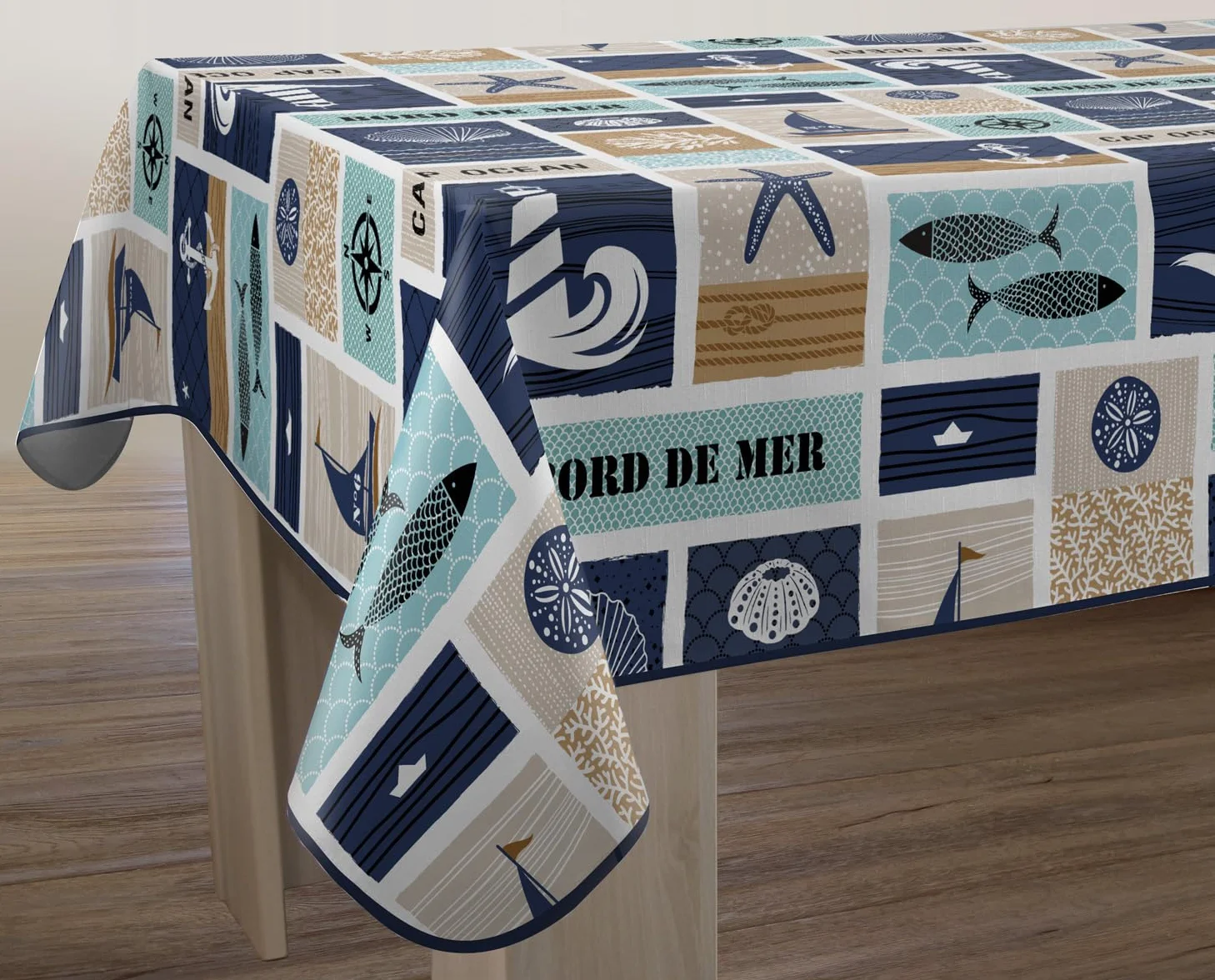 Nappe Anti-Taches Rectangle 150 x 240 cm Bleu Beige