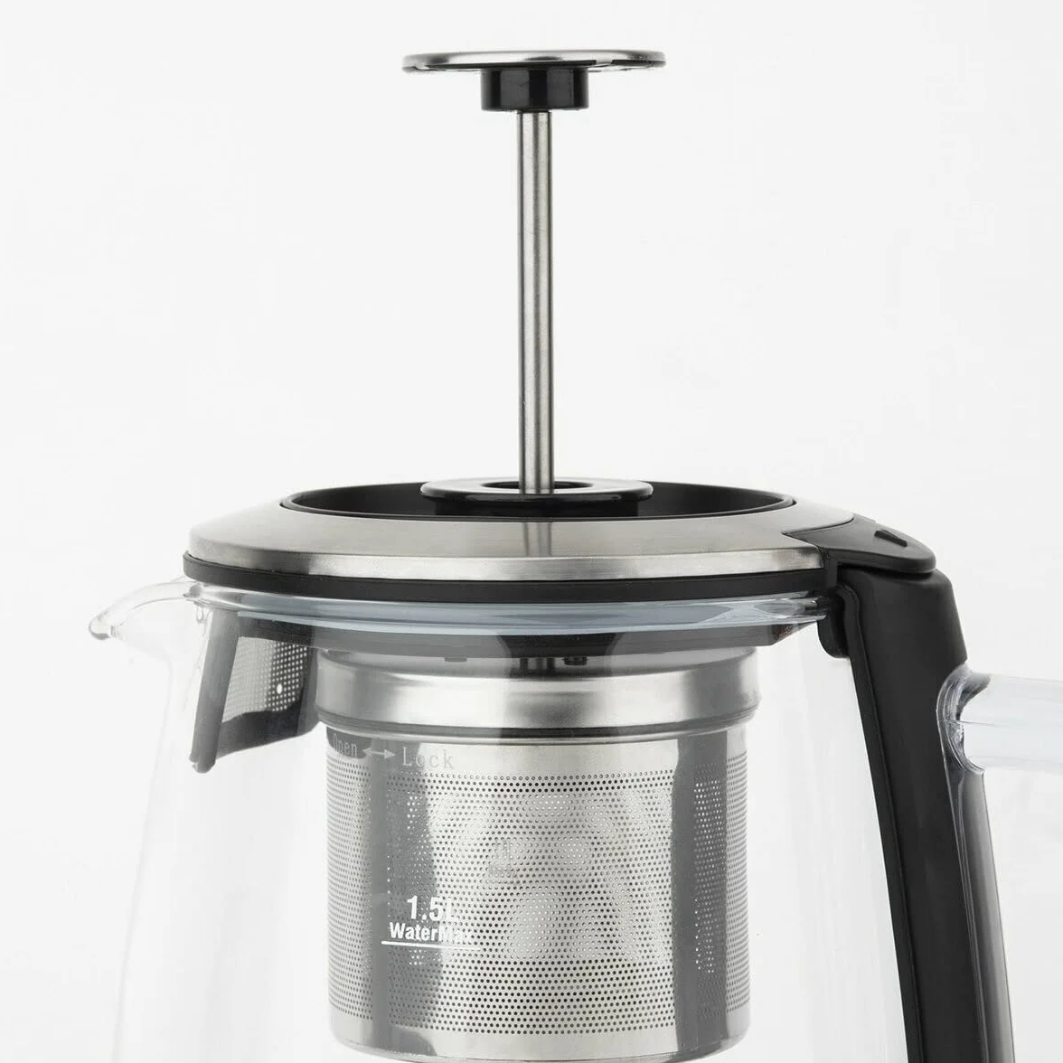 H.Koenig Théière Bouilloire Instant T électrique en Verre 1.5L TI600 avec Infuseur filtre à Thé Inox 2200W Compacte, Ebullition rapide, Thermostat Réglable 70° à 100°C, Maintien au chaud, 2couvercles