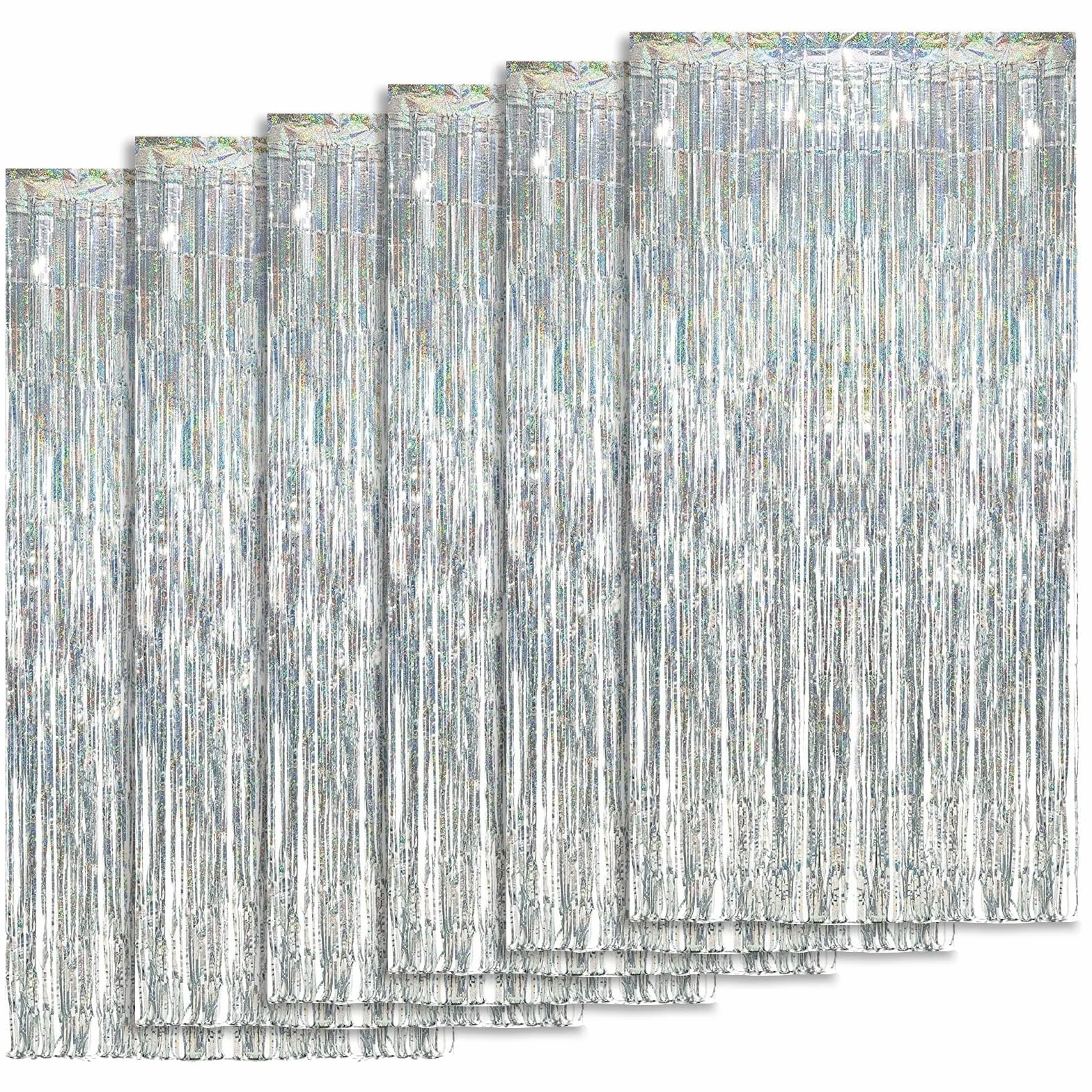 KOOSREEL Rideaux Métallique Tinsel Argent 1×2m Décoration Paillettes Nouvel An Fête Mariage Anniversaire Aluminium