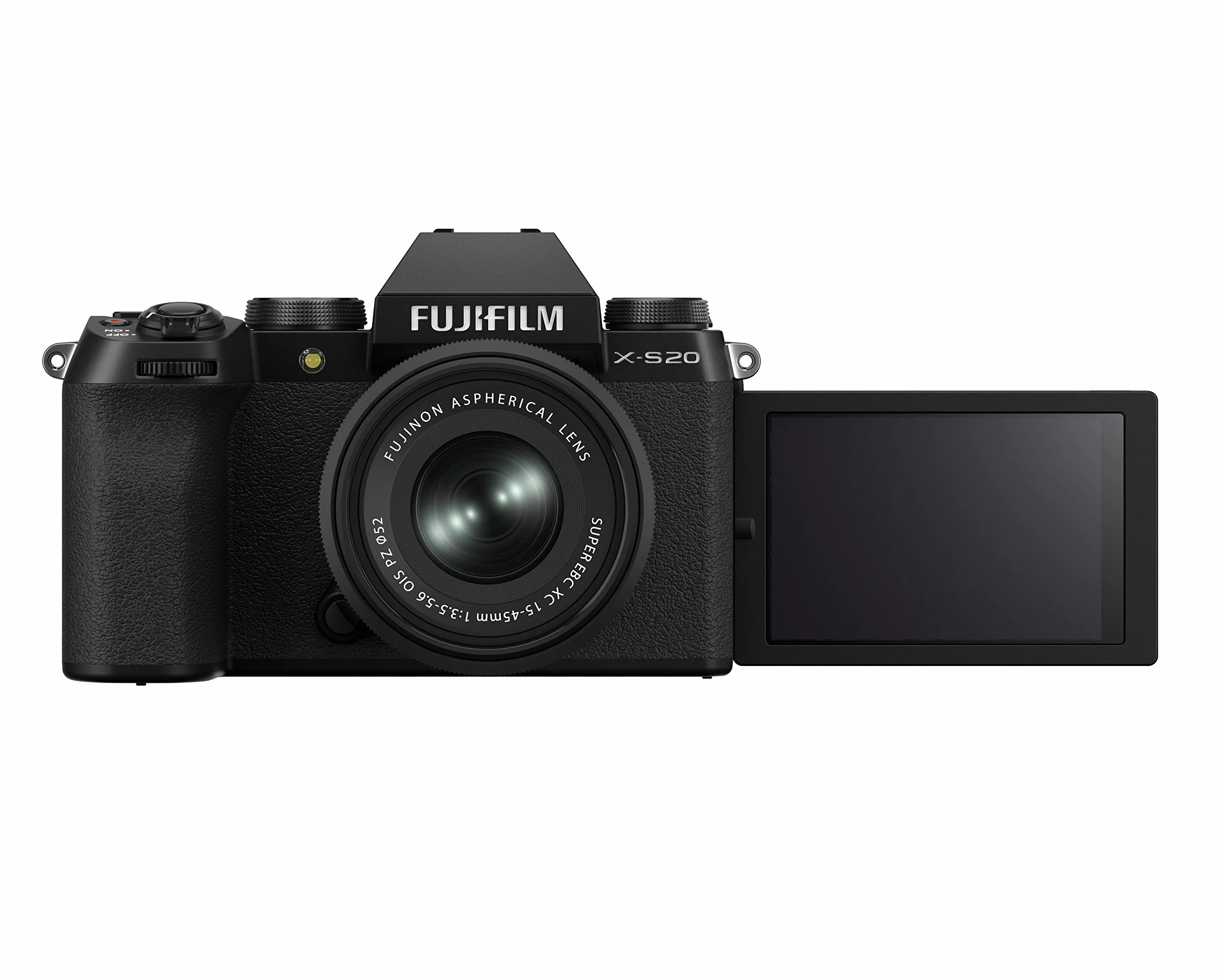 Fujifilm X-S20 26MP bezlusterkowy aparat cyfrowy, KIT XC15-45mmF3.5-5.6, X-Trans CMOS 4 APS-C, X-Processor 5, IBIS, 6,2K filmy 30p, wizjer EVF, ekran LCD 3" z kątem zmiennym, czarny