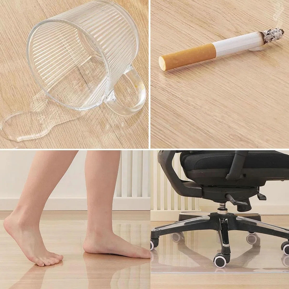 Tapis de protection de sol transparent en PVC de 2 mm antidérapant et résistant aux rayures pour la maison et le bureau, idéal pour les planchers en bois et les bureaux d'étude
