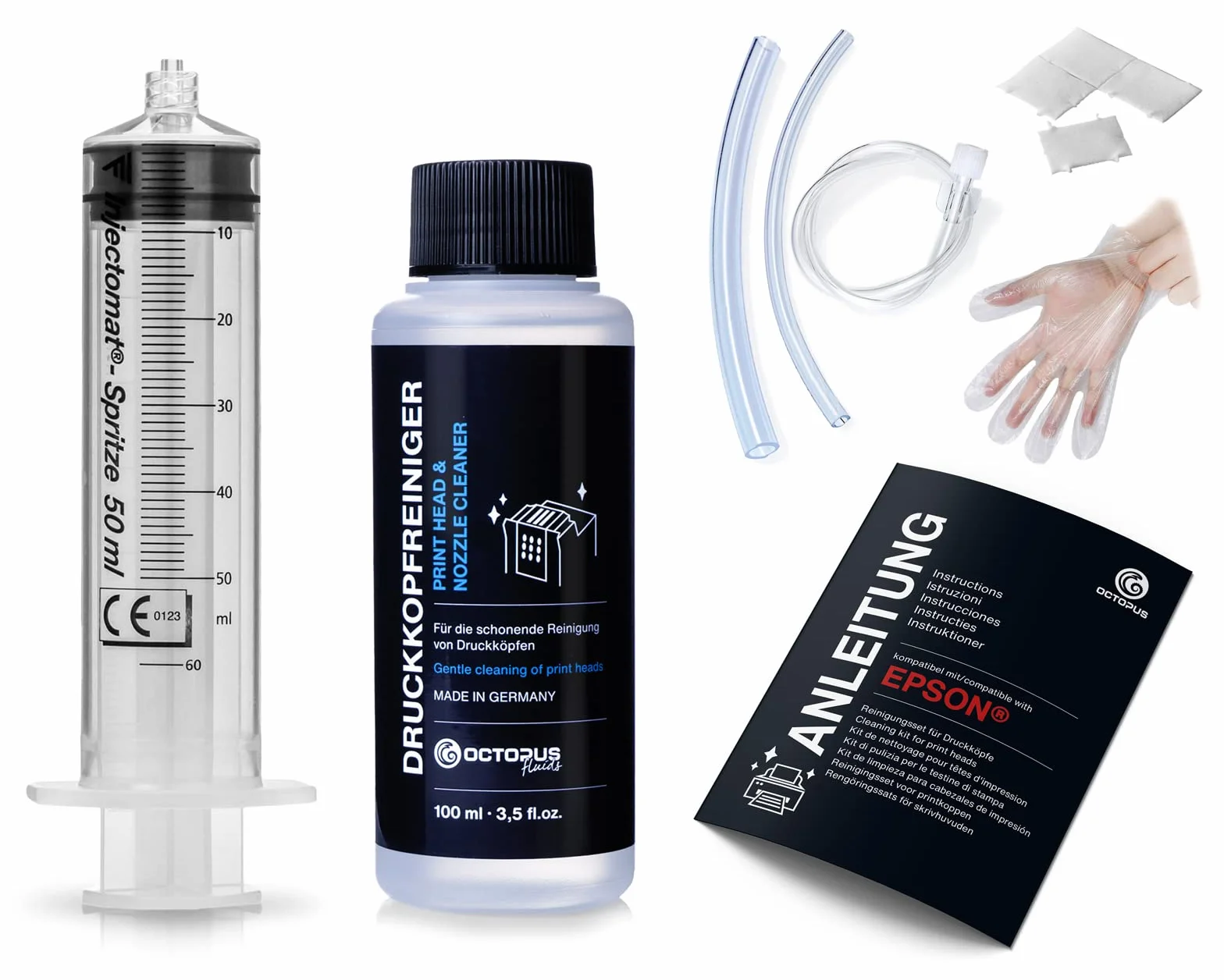 Octopus Nettoyeur de buses compatible têtes d'impression Epson avec adaptateurs tuyaux 100 ml