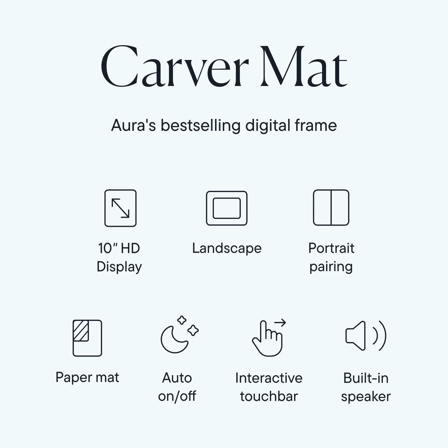 Aura Carver cyfrowa ramka na zdjęcia WiFi 25.4 cm, bezpłatna, nieograniczona pamięć w chmurze, wysyłanie zdjęć z aplikacji, bez subskrypcji, automatyczne włączanie/wyłączanie, prezent dla rodziców i