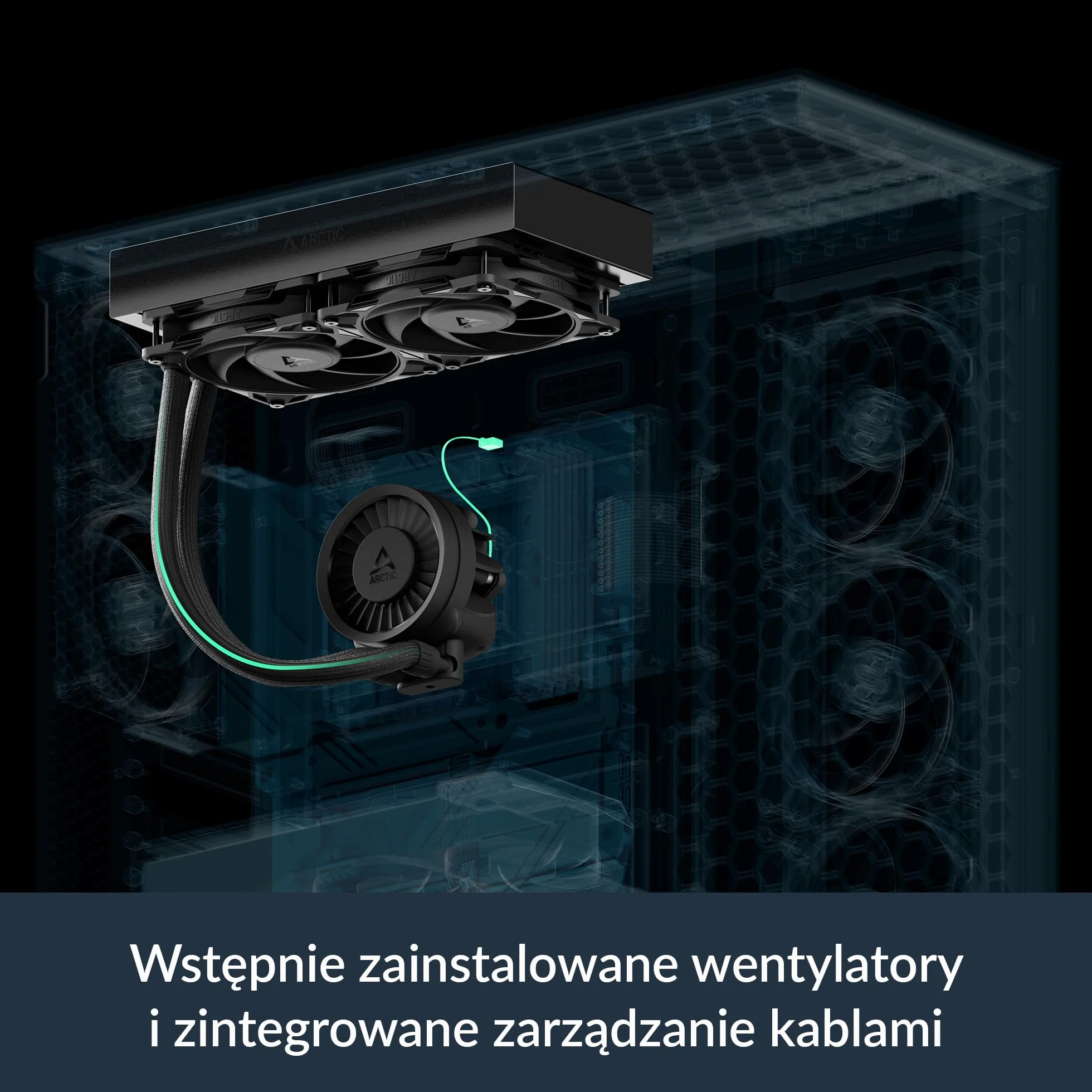 ARCTIC Liquid Freezer III Pro 240 - Chłodnica Procesora AIO, 2 x 120 mm Chłodzenie Wodne, Grzejnik 38 mm, Pompa PWM, Wentylator VRM, AMD AM5/AM4, Intel LGA1851/1700 Rama Kontaktowa - Czarny
