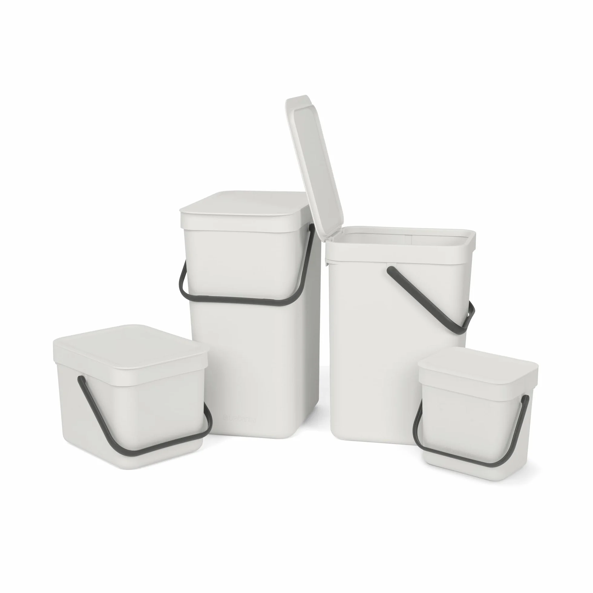 Brabantia Poubelle Sort & Go 3L Gris clair Système tri déchets poignée transport