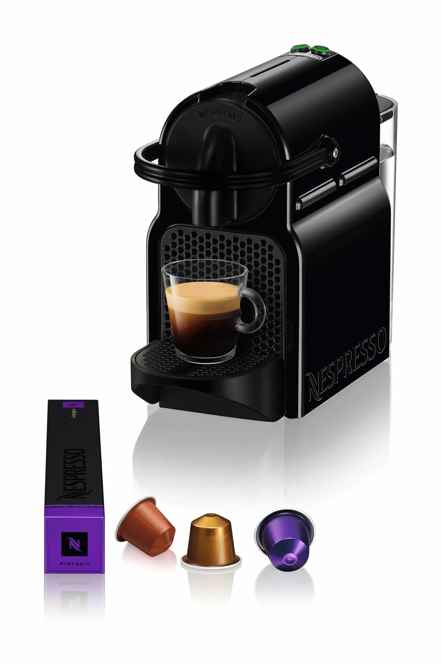 Nespresso De'Longhi Inissia Machine à Café Noir 19 Bars Design Compact Arrêt Automatique EN80.B