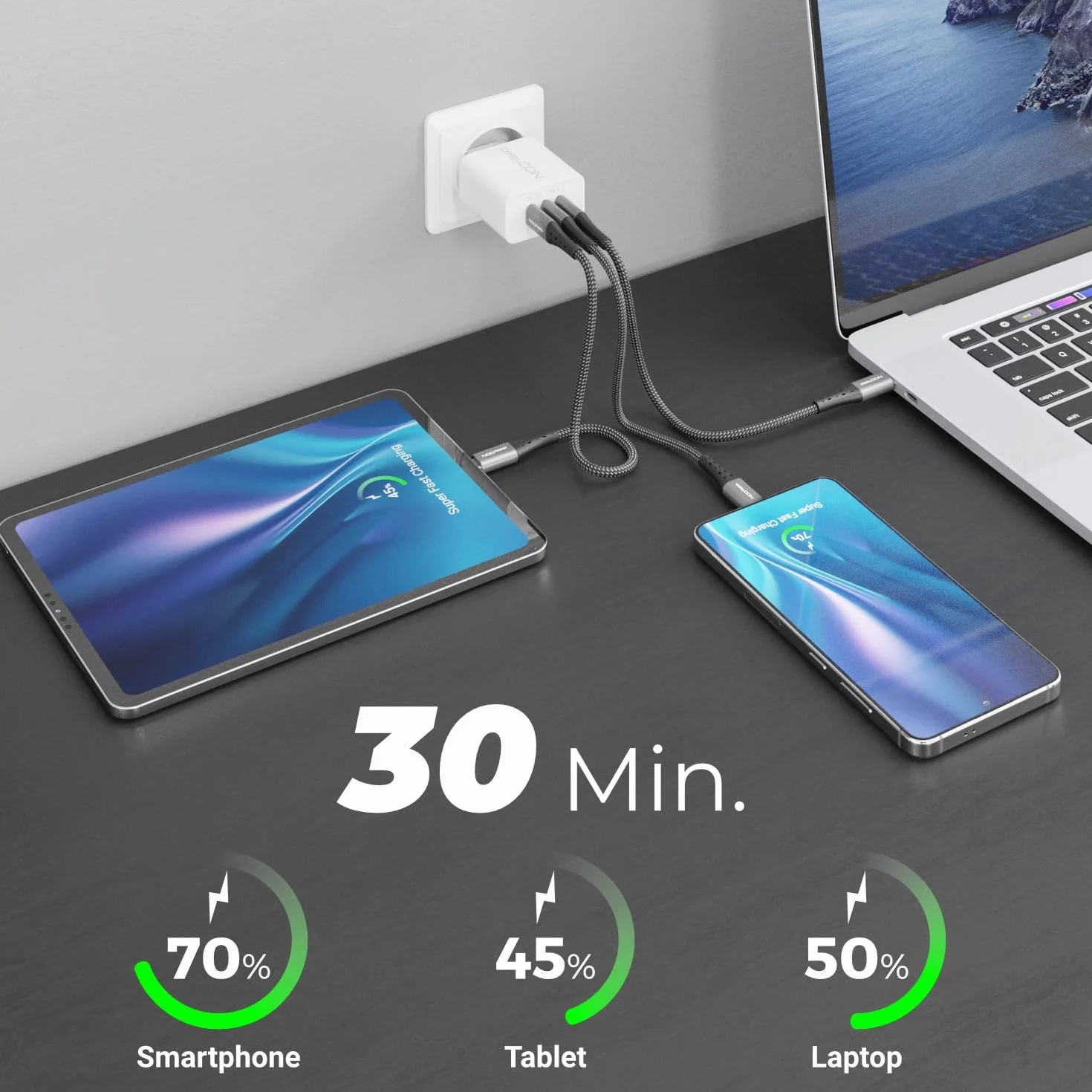 deleyCON 0,5m USB C Kabel PD3.0 (100W Szybkie Ładowanie + Przewód Danych 5 Gbit/s) Krótki Kabel Ładowania USB-C do iPhone 17 16 15 Pro Max Air Galaxy S26 S25 S24 Pixel iPad Pro MacBook Air Tablet PS5