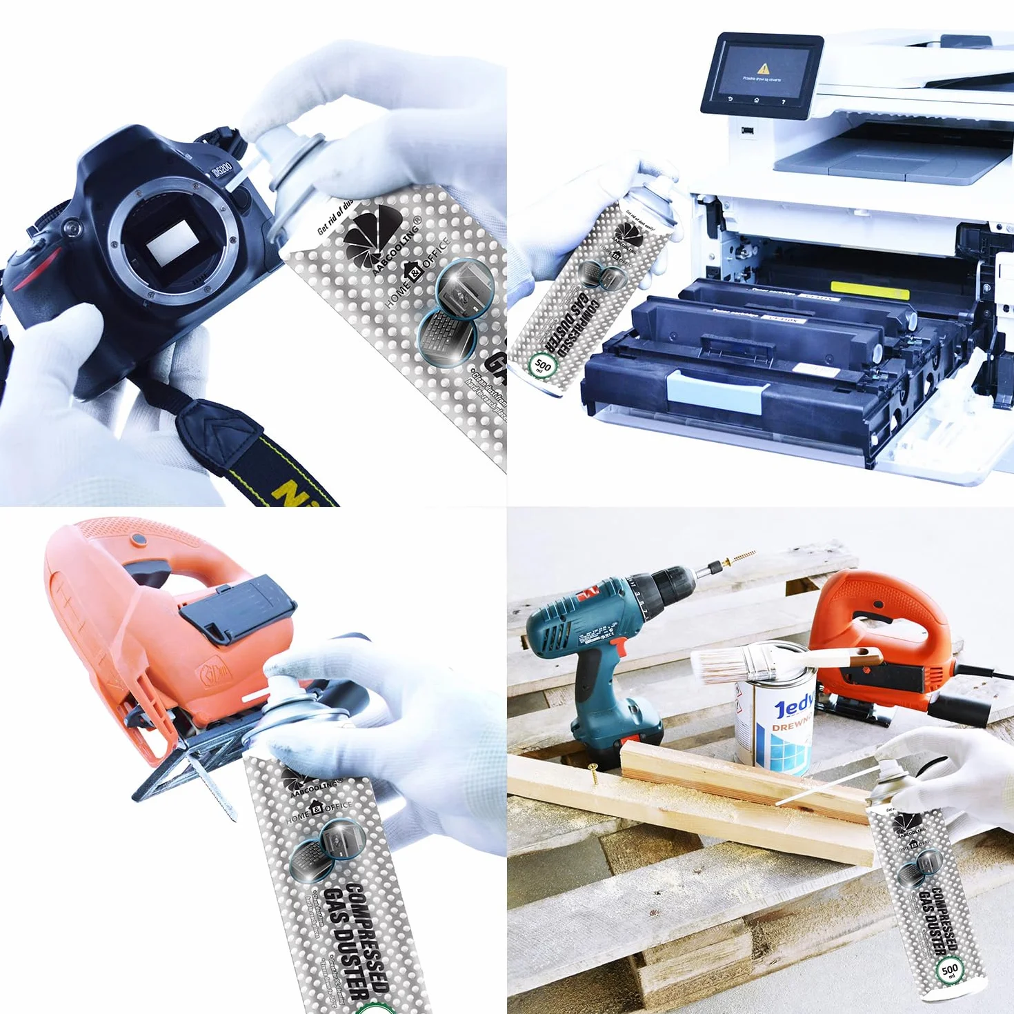 AABCOOLING 3 x 500 ml Home&Office sprężone powietrze w sprayu K1 dmuchawa do kurzu, ciśnienie powietrza, materiały biurowe, urządzenia czyszczące, puszka aerozolu