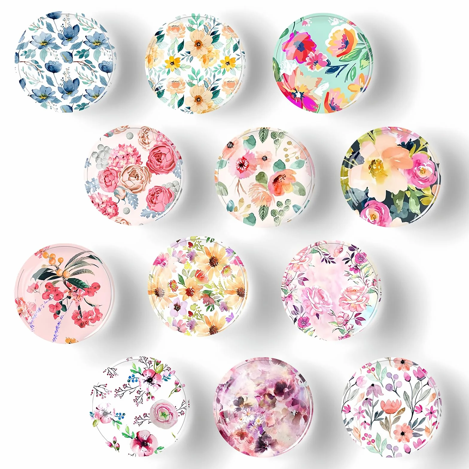 Aimants en Verre Fleurs Mignonnes Colorées pour Réfrigérateurs Tableaux Blancs Cuisines Bureaux