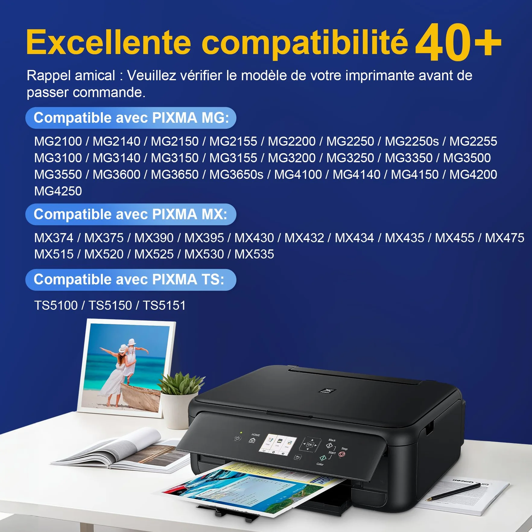 Cartouches d'encre Compatibles Canon 540XL 541XL pour PIXMA MG3650s TS5150 TS5151 MG3550 MG3600 MG3650 MG4250 MX475 MX515 Noir Tricolore