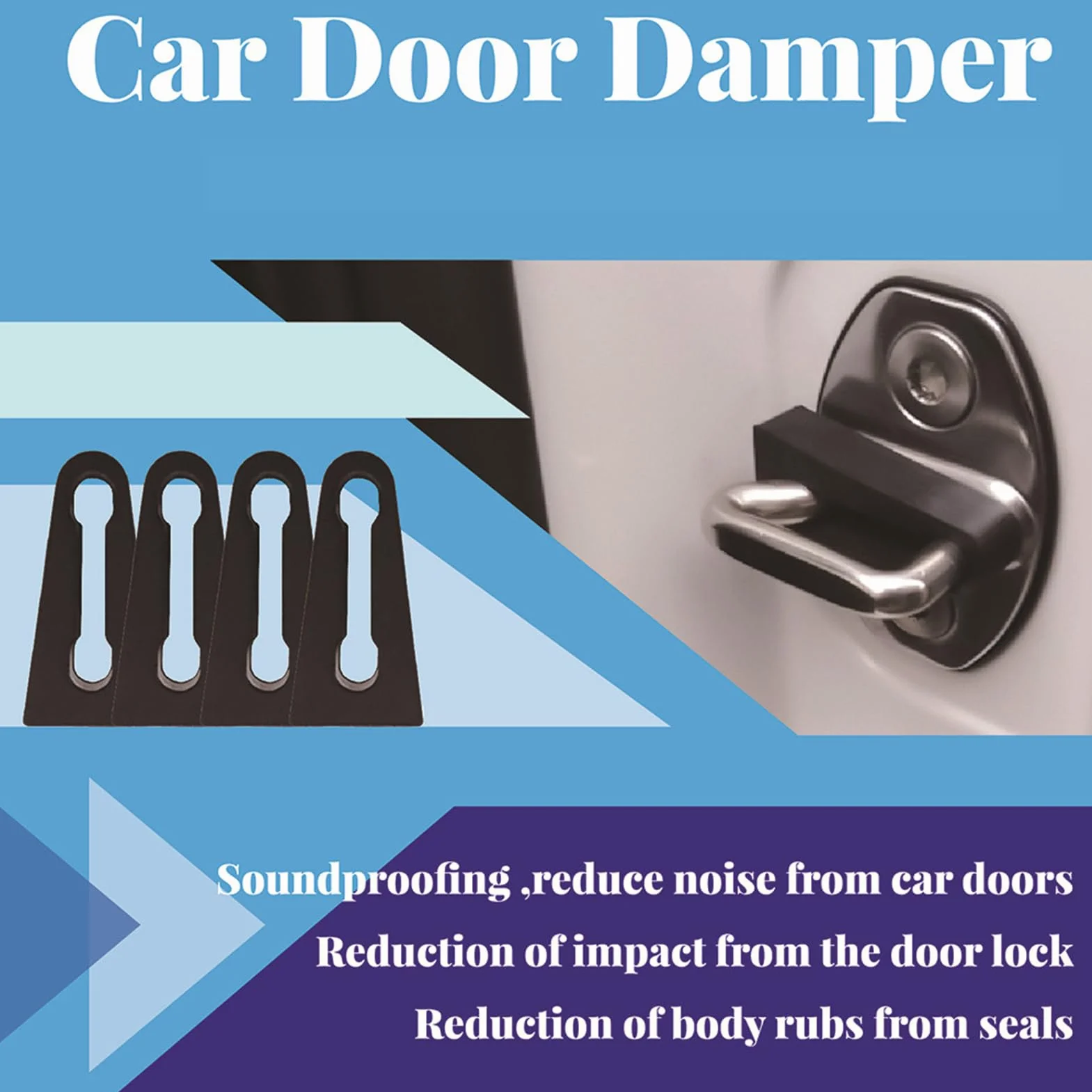 Automotive Door Lock Silencer - Noise Dampening Pad Set | Elastyczna gumowa osłona z poduszką ochronną, Simple Fit for Sedan Doors, SUV, Van Entry, Garage Use and Passenger Ride Enhancement