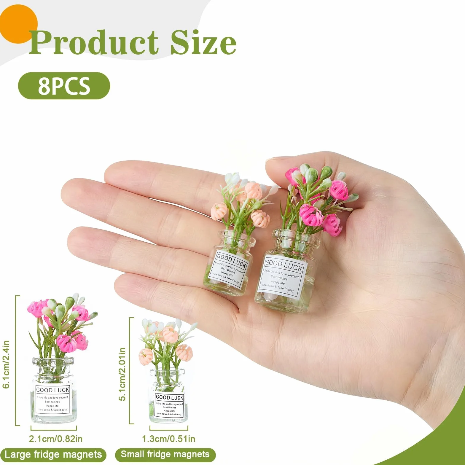 Mini Vases Aimantés pour Réfrigérateur, 3D Magnet Vase Frigo Décoratif, Lot de 8