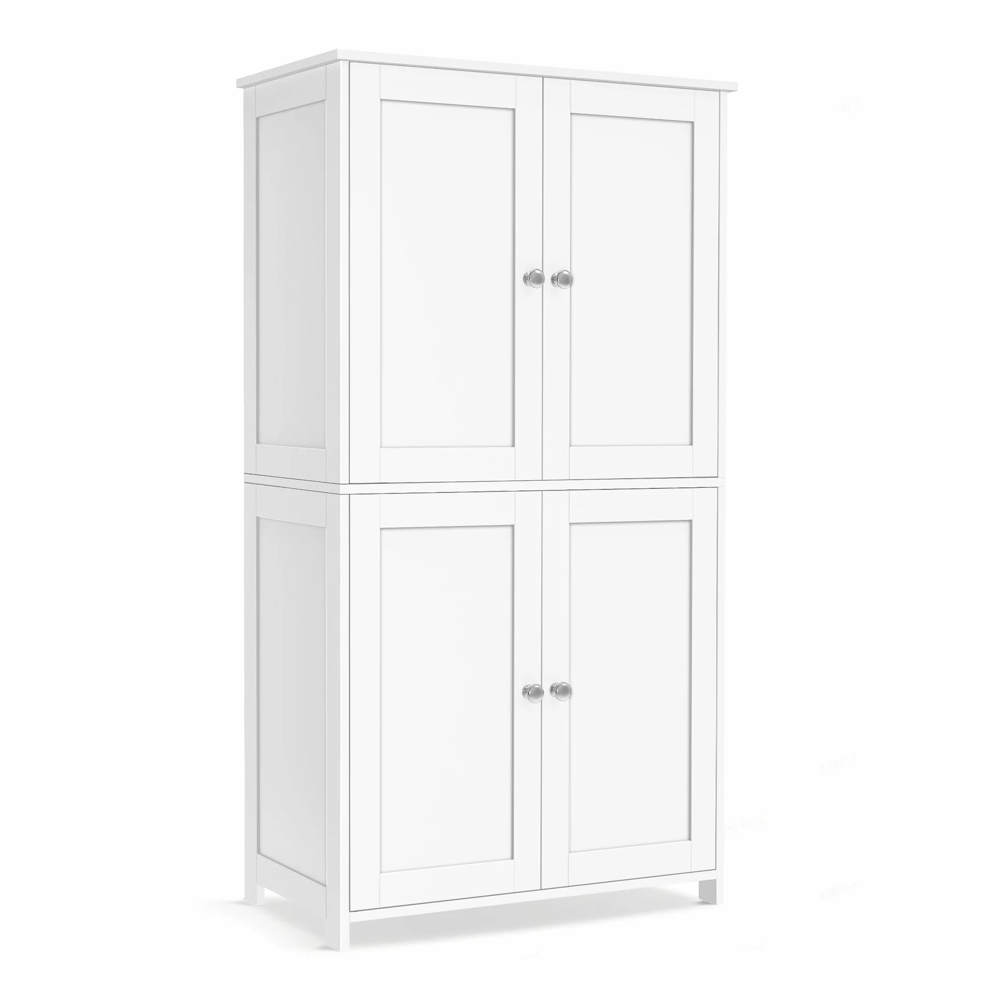 VASAGLE Meuble de Salle de Bain, Armoire de Rangement, Style Shaker, avec 2 Étagères Réglables, 4 Portes, Meuble Haut, pour Cuisine, Blanc Nuage BBC553WH01