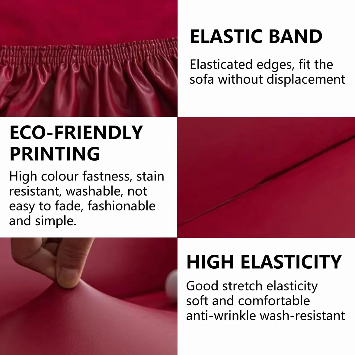 Housse Canapé Clic Clac Haute Élasticité 2/3 Places Imperméable Antidérapante Futon Protecteur Rouge 150-190cm