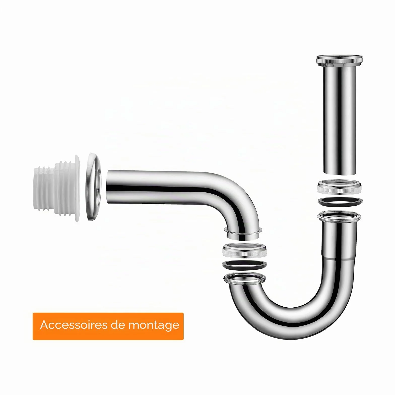 Ibergrif Siphon Lavabo Réglable Inox Chromé Anti-Odeur 1"1/4 x 32 mm Acier Inox 304