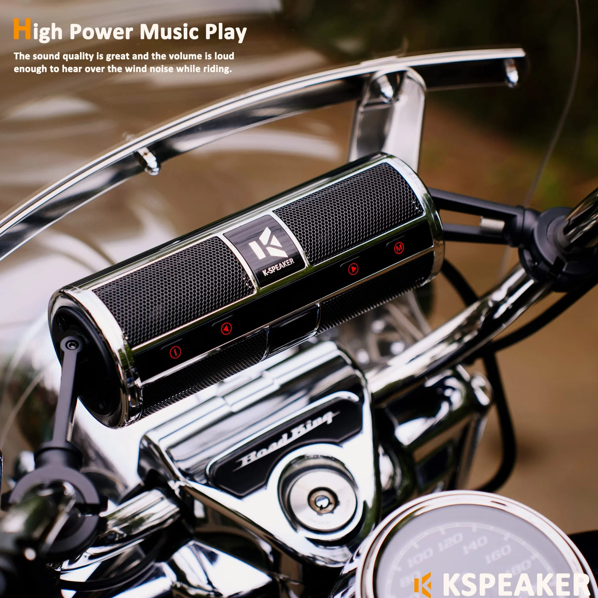 KSPEAKER Głośniki motocyklowe, Bluetooth, wodoodporny, radiowy, system audio, wbudowany wzmacniacz, idealny do ATV, skutera, pojazdu 12 V, metalowy odtwarzacz MP3 o przekątnej 3 cali, K2ch