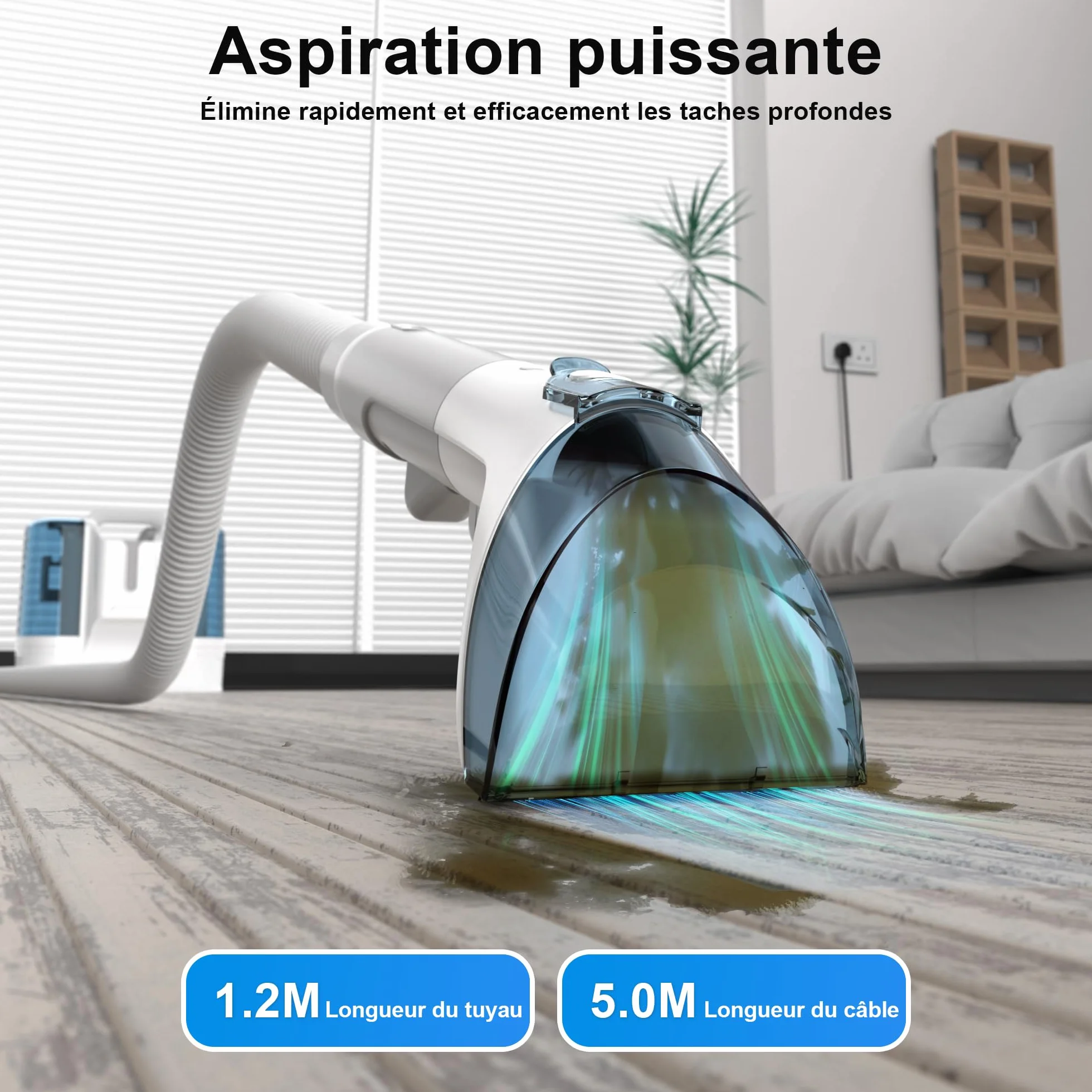 Shampouineuse Nettoyeur Canapé Tissu 450W Injecteur Extracteur Vapeur Voiture Tapis Moquettes Aspirateur Détacheur Matelas