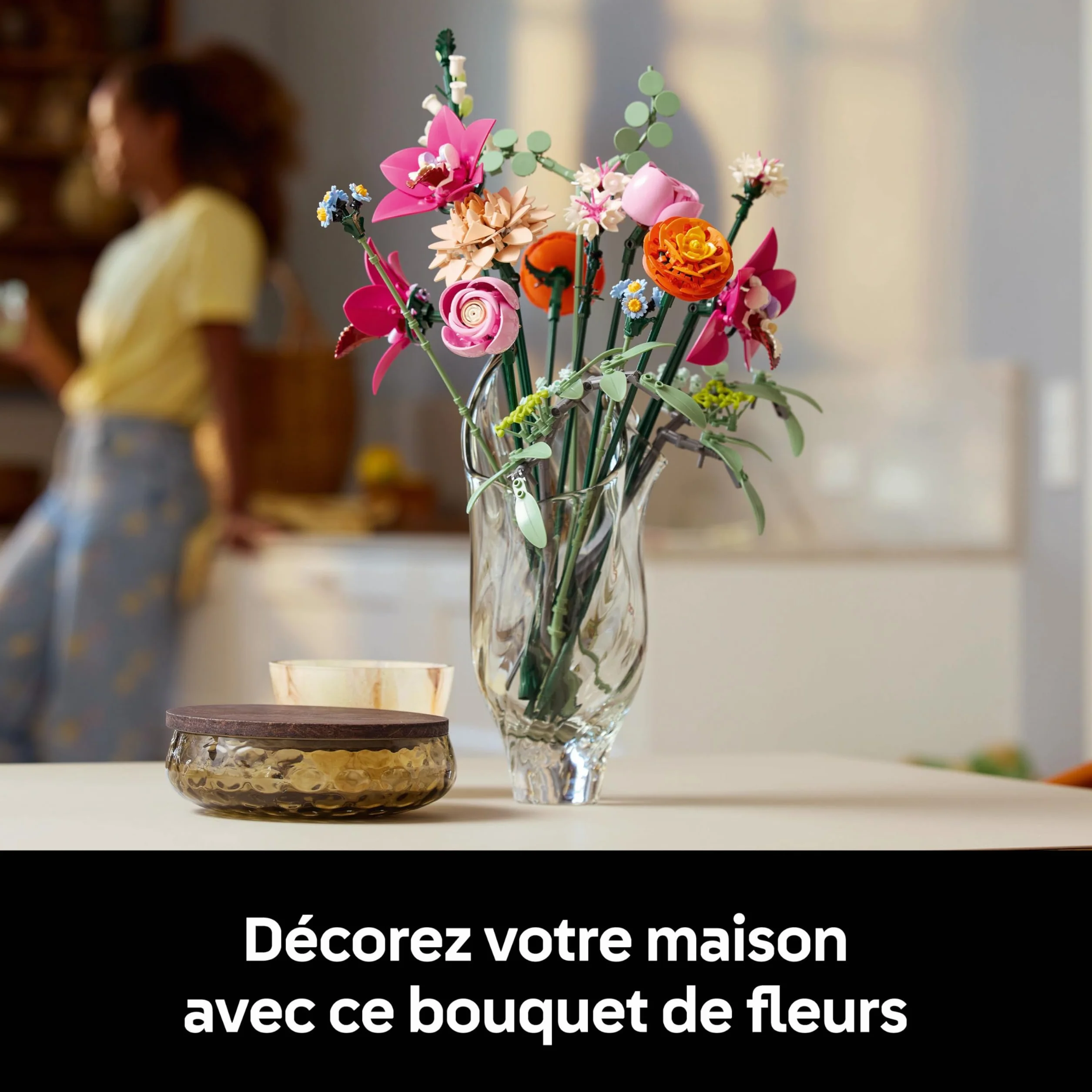 LEGO Botanicals 10342 Le Joli Bouquet de Fleurs Roses Set de Construction pour Adulte Plantes Artificielles Décoration Intérieure