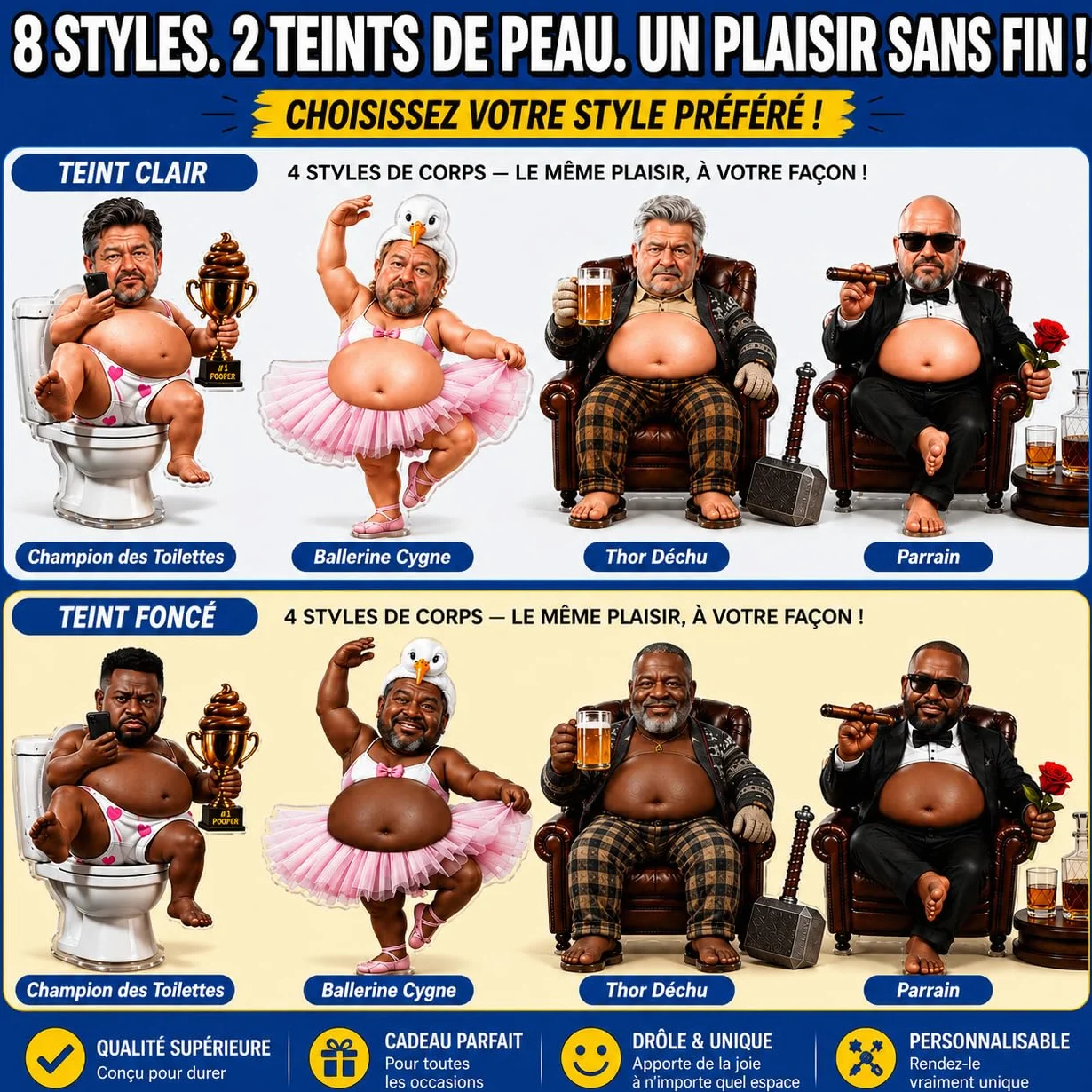 Aimant Frigo Personnalisé Anti-Stress avec Ventre Squishy Cadeau Fête des Pères