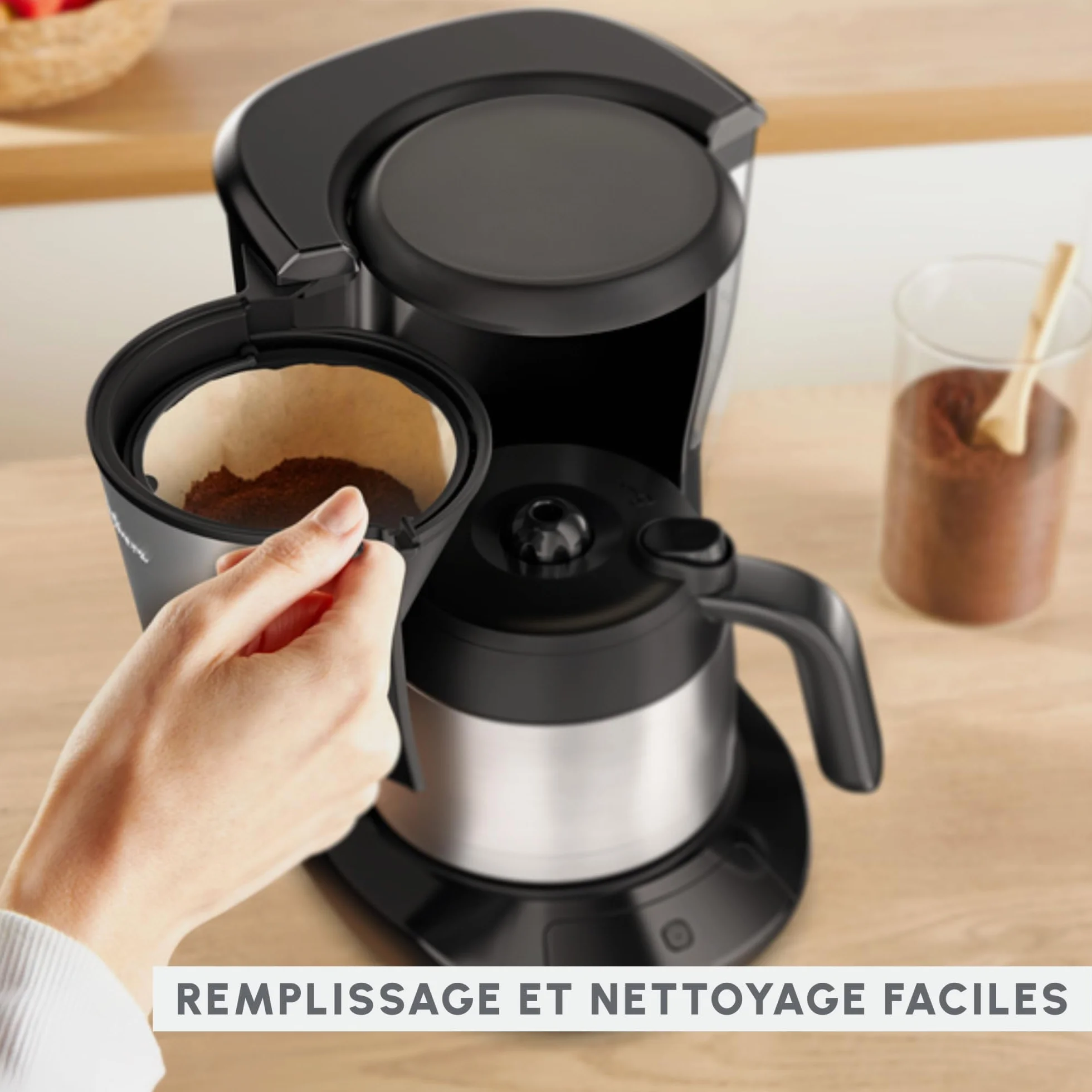 Moulinex Subito, Cafetière filtre avec verseuse isotherme, Capacité de 0,9L, 12tasses, FT5S0DE0