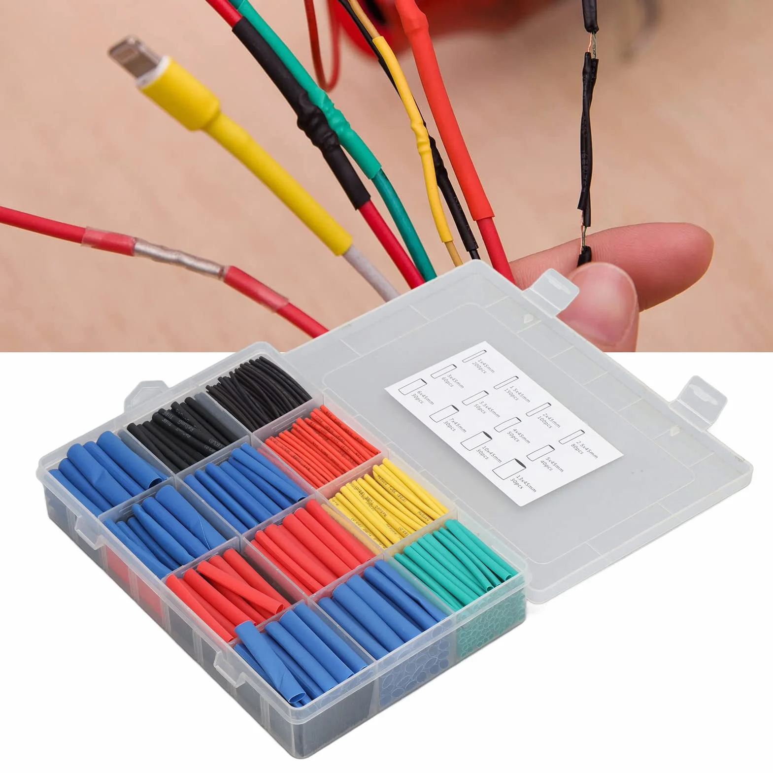 850 Szt. Zestaw Rurek Termokurczliwych Stosunek 2:1 Izolacja Przemysłowa Przewód Elektryczny Owijka Kabla