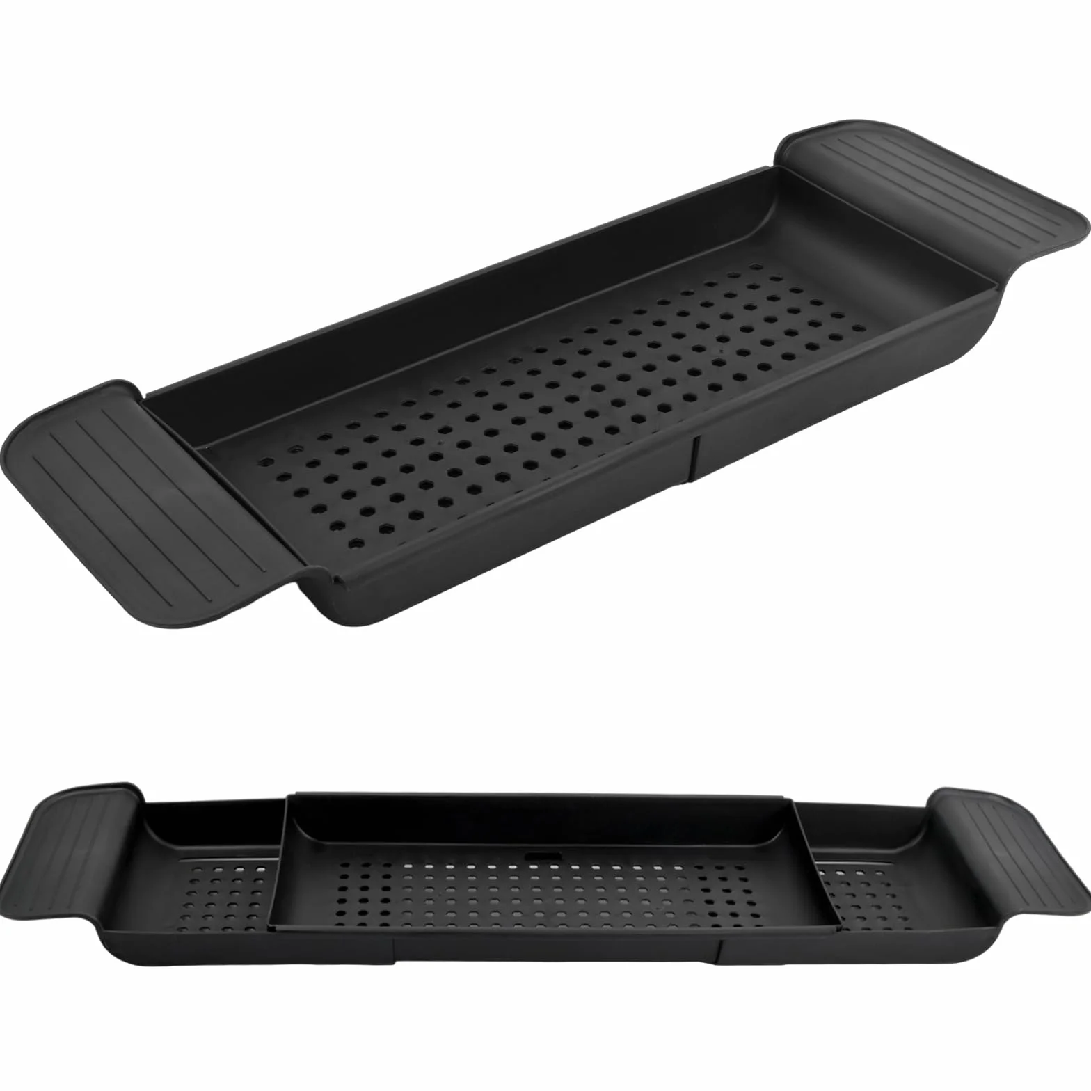 Plateau de Baignoire en Plastique Extensible Noir avec Design d'écoulement pour Verres à vin