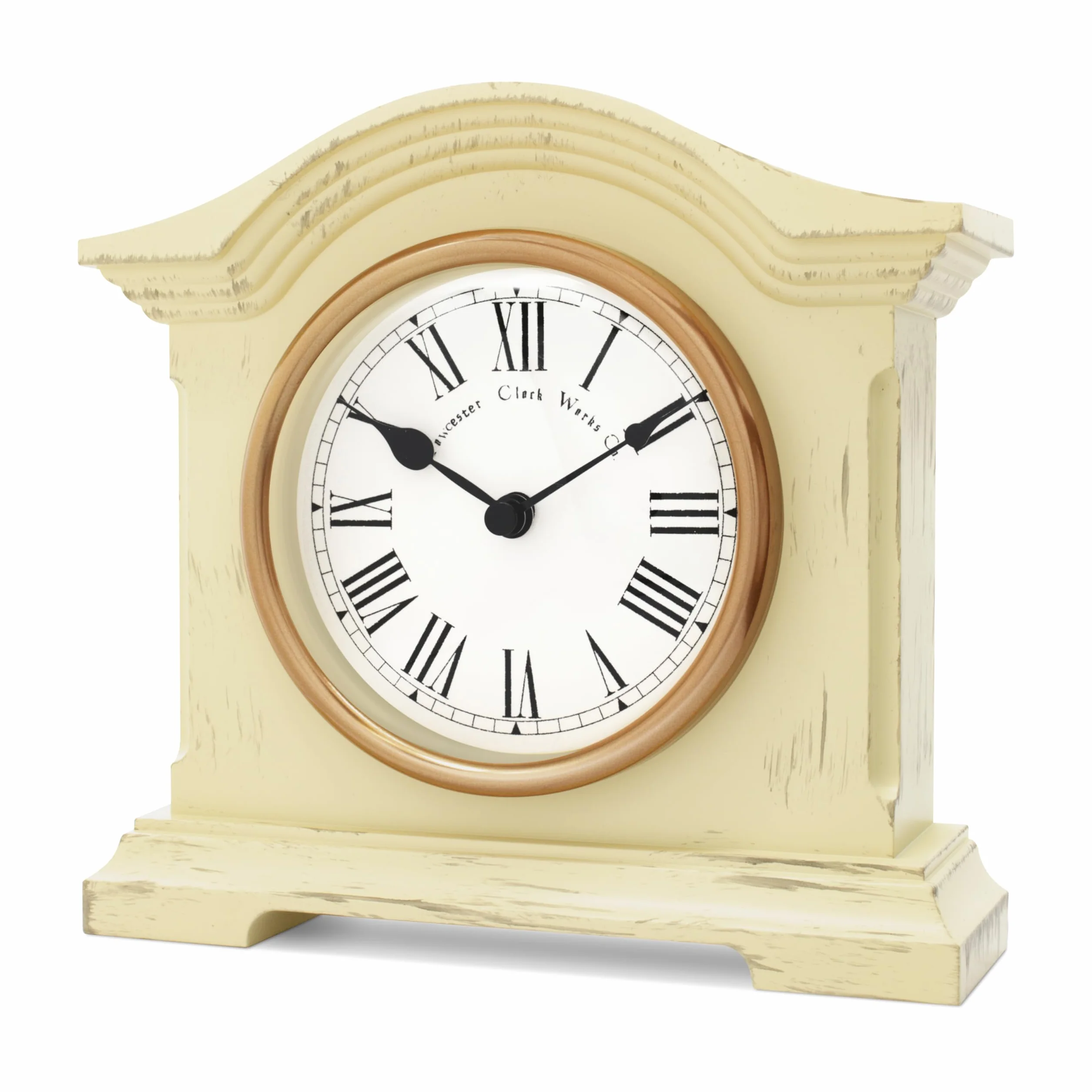 Horloge de cheminée en bois crème vieillie