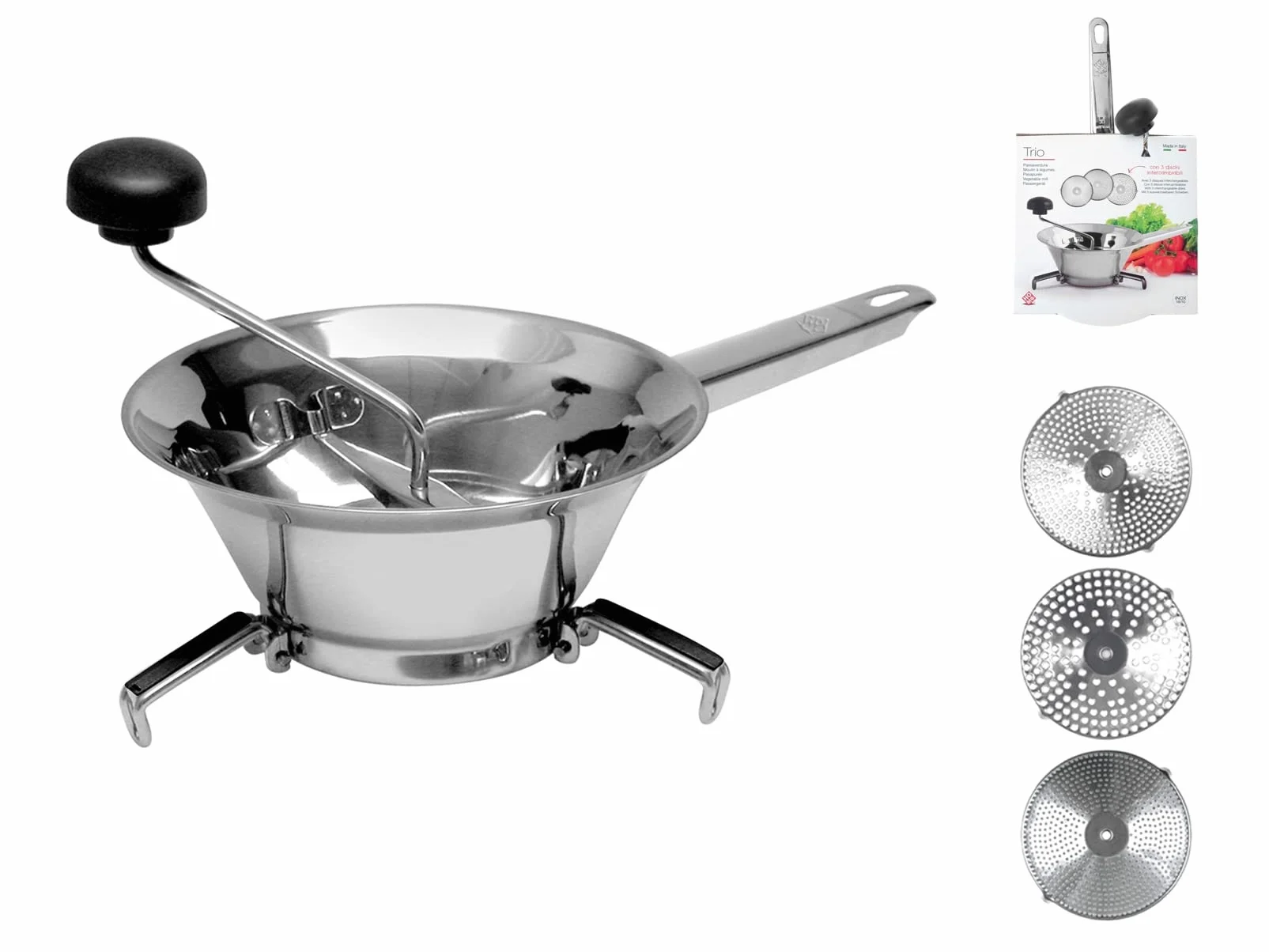 Home Trio 3D Moulin à Légumes INOX 20 cm Ustensile de Cuisine Blanc