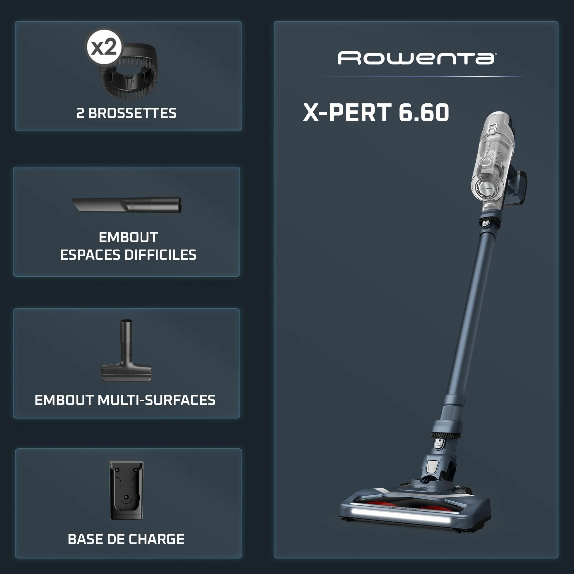 Rowenta X-Pert6.60 Aspirateur balai sans fil 100W 45min RH6836EO Gris