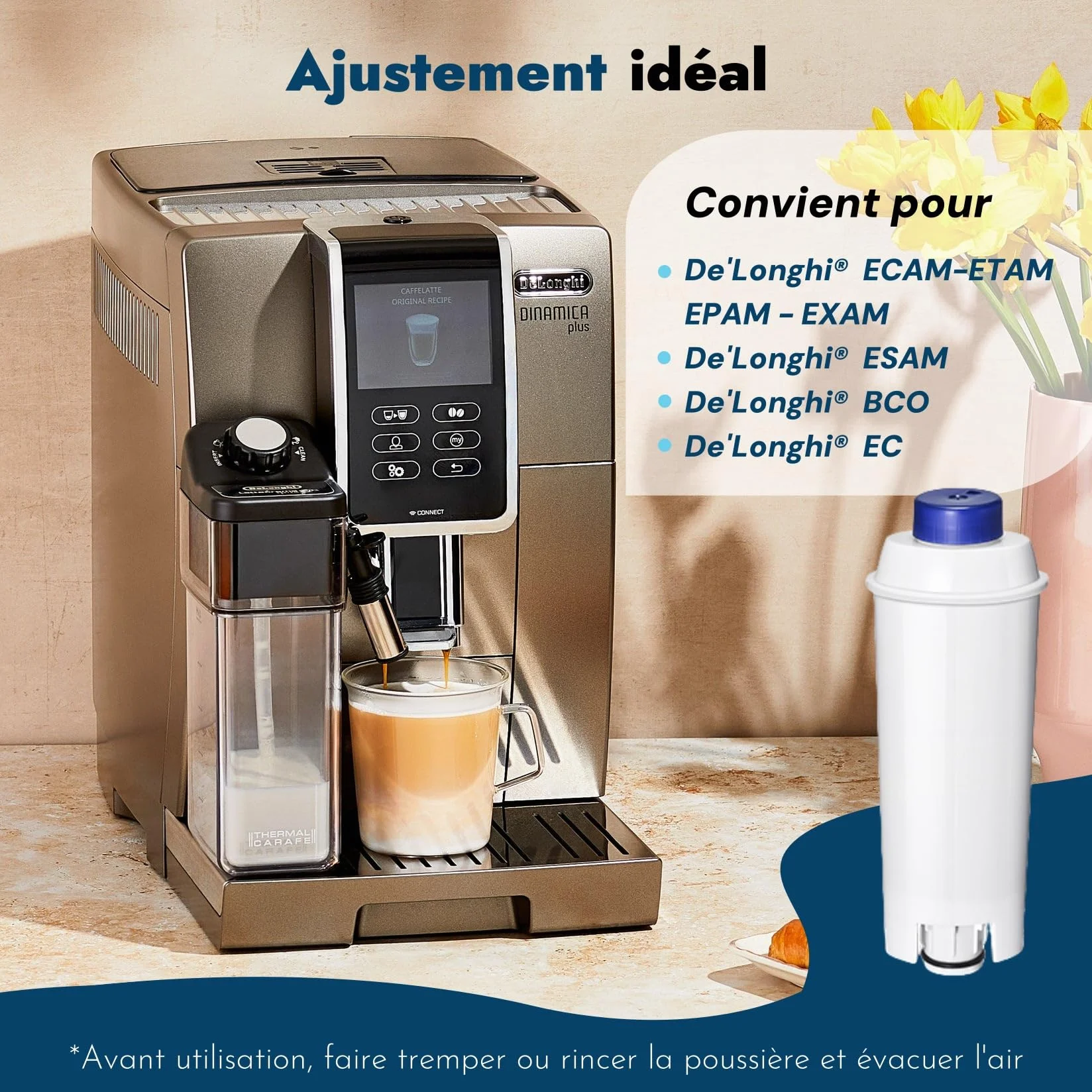 Filtres à Eau Compatibles Delonghi Magnifica Dinamica ECAM ESAM ETAM Primadonna BCO EC Serie Machine à Café 6 Pièces