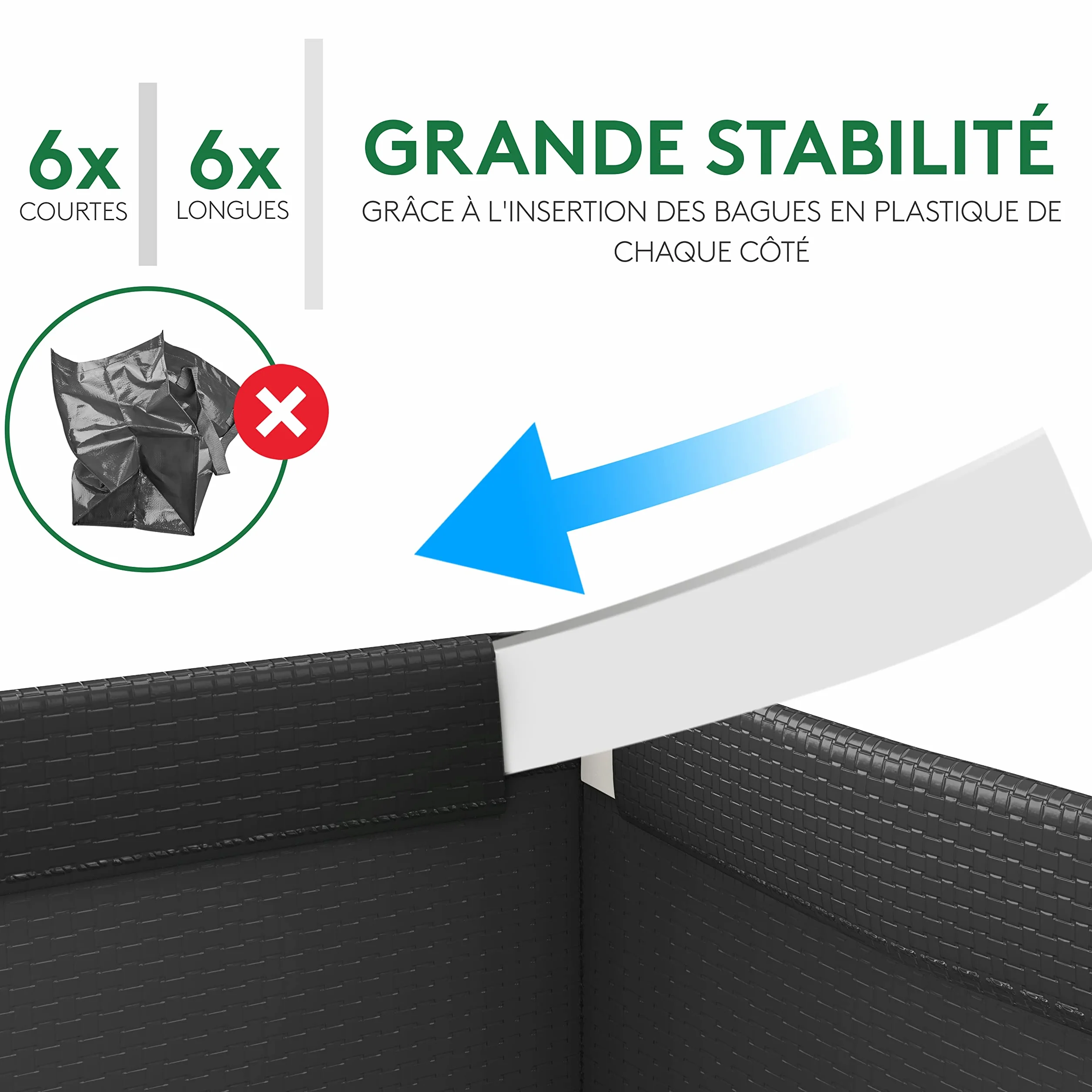 Poubelle tri selectif 3 bac PTMS® - Sac tri selectif pour verre papier plastique - Déchets recyclage facile à vider