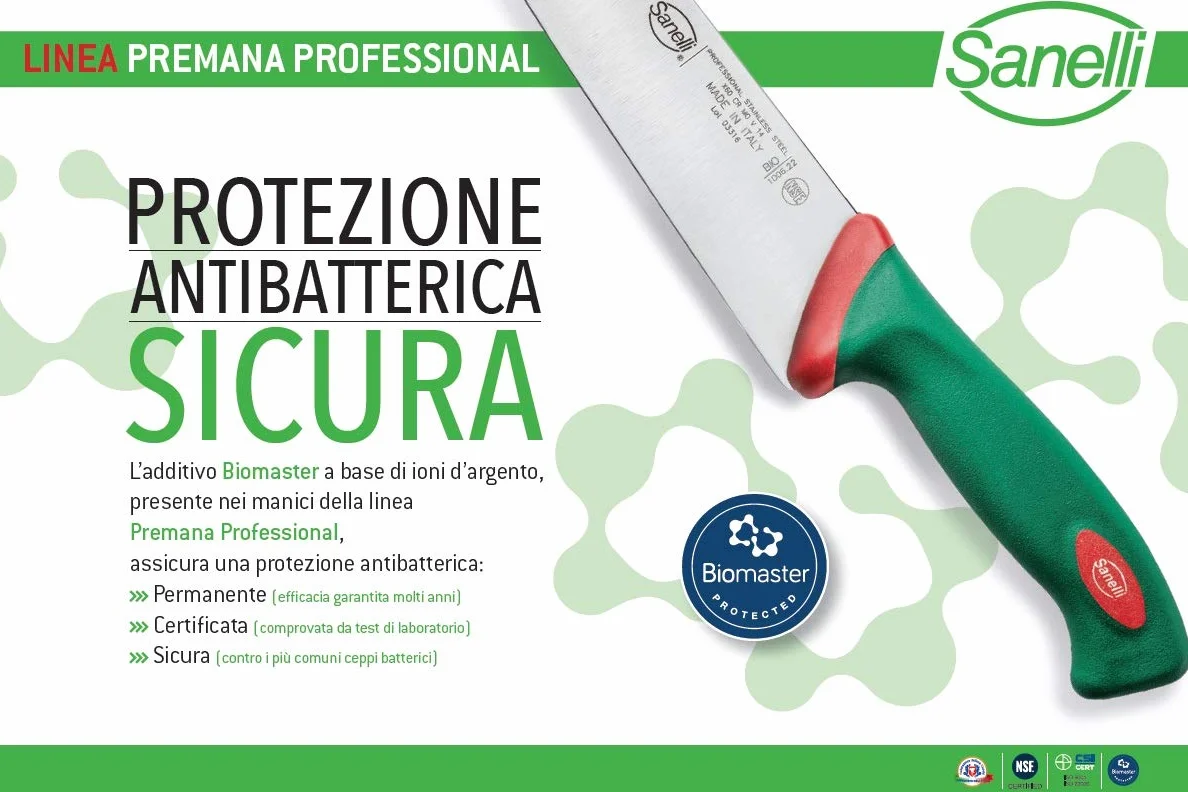 Sanelli Ligne Premana Professional,Couteau Chinois Cm.22,Acier Inoxydable,Vert et Rouge,34.5x3.0x10.0 cm
