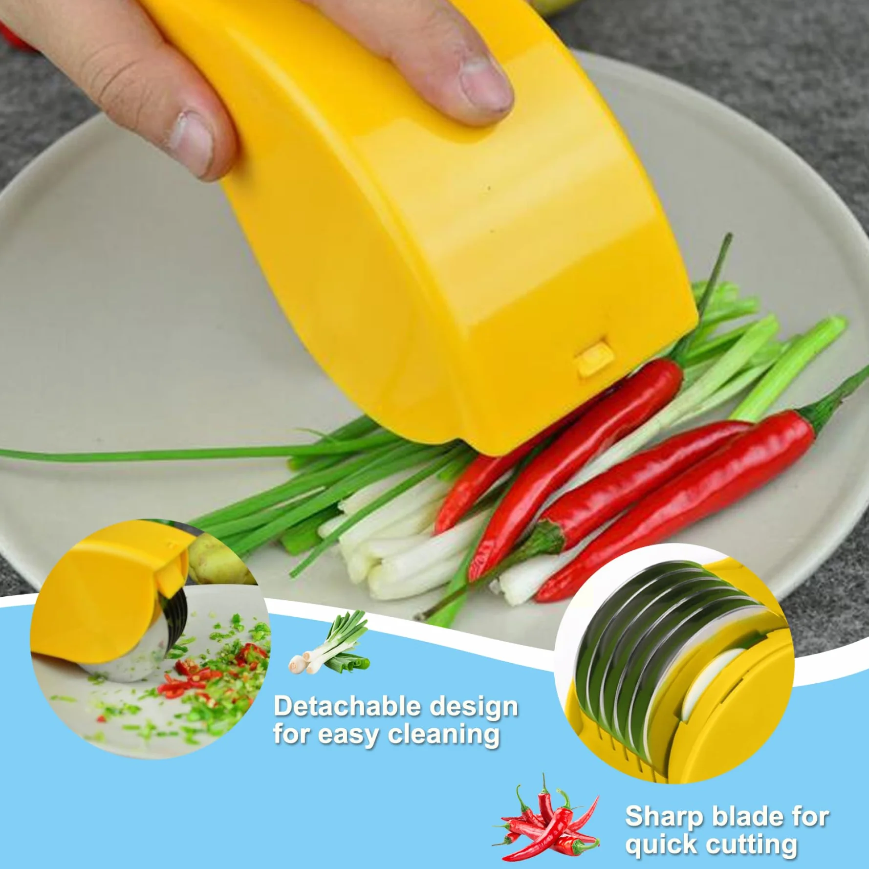 Rouleau d'herbe avec une lame en acier inoxydable, hachoir d'herbe manuelle, coupe-herbe lavable détachable, hélicoptères d'herbe portable pour coriandre