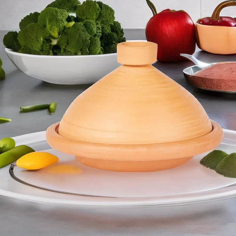 Marrakesch Poêle à tajine, tajine, terre cuite, ronde, 31 cm, 3 à 5 personnes, passe au four, passe au lave-vaisselle