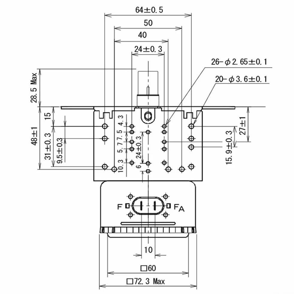 Magnetron micro-ondes 2M248J 1000 W Construction métallique pour une utilisation durable