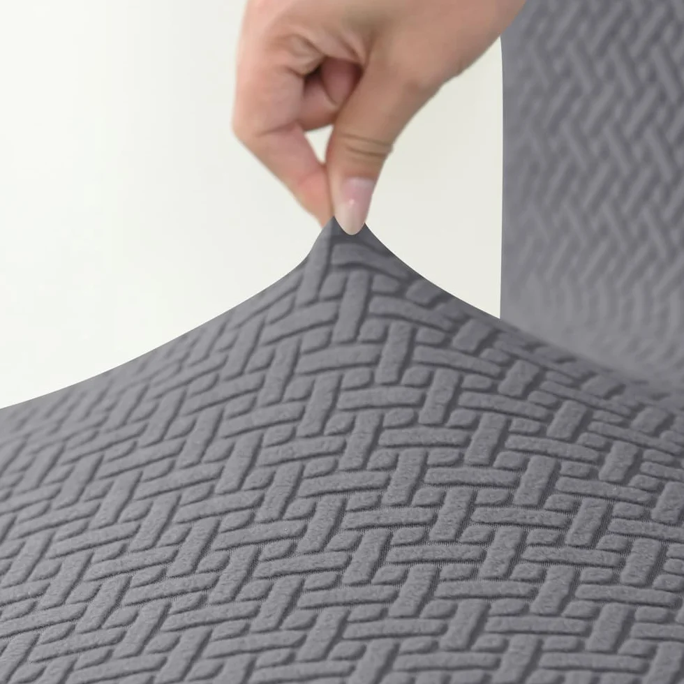 Housse Tabouret de Bar Extensible en Jacquard, Lot de 2 Pièces Gris Foncé