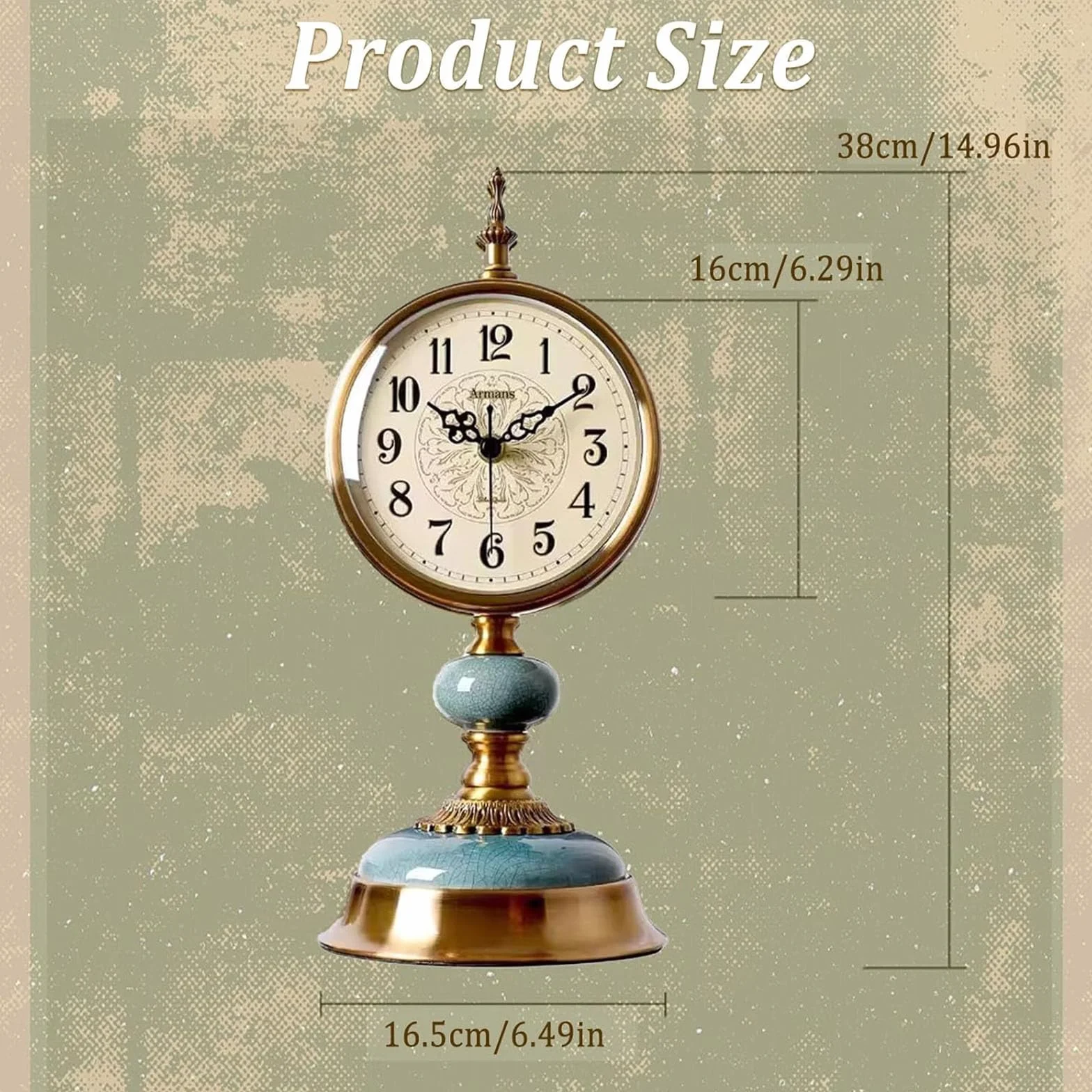 Horloge De Table Vintage en Laiton Silencieuse Antique pour Salon