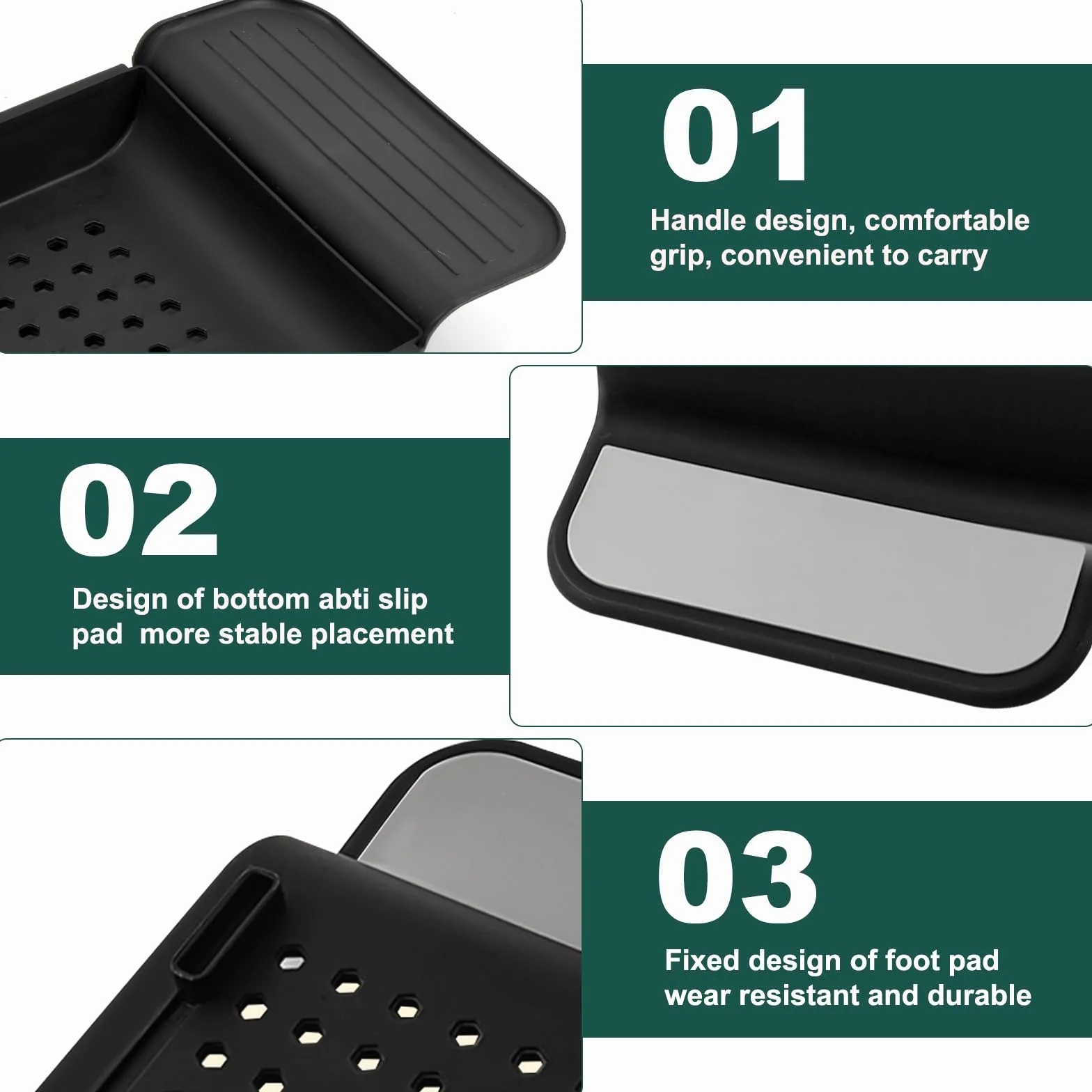 Plateau de Baignoire en Plastique Extensible Noir avec Design d'écoulement pour Verres à vin
