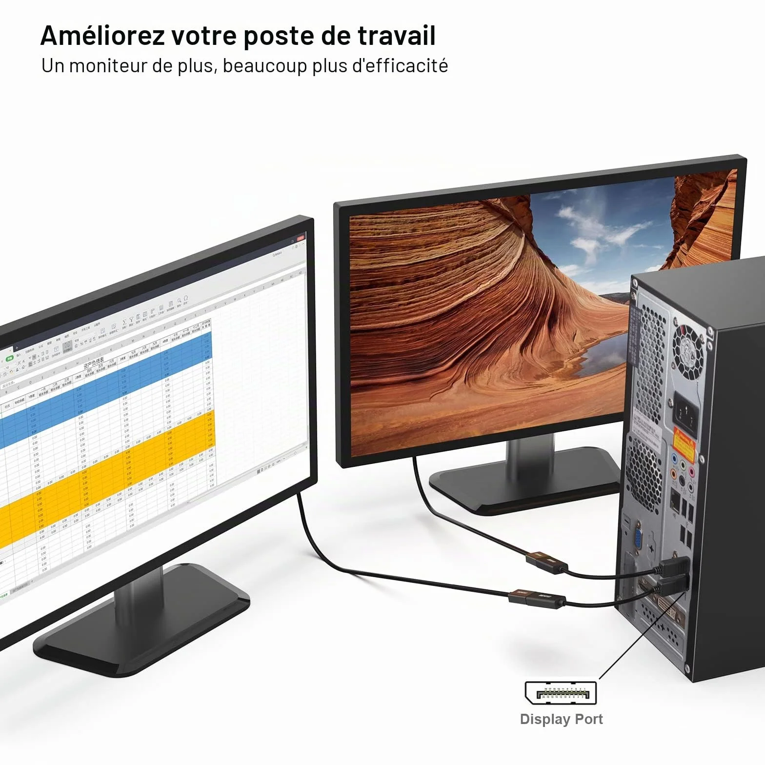 BENFEI Adaptateur DisplayPort vers HDMI mâle femelle 4K Audio