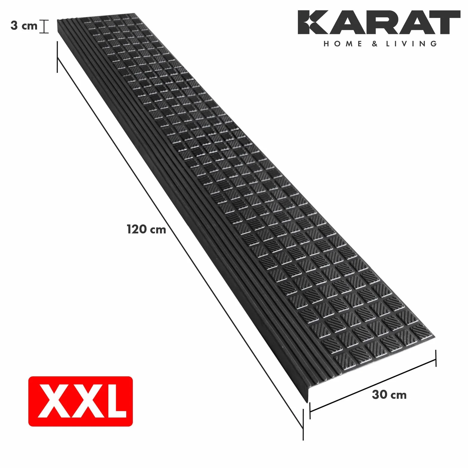 KARAT Tapis d'escalier en caoutchouc antidérapant extérieur Diamond 30 x 120 cm
