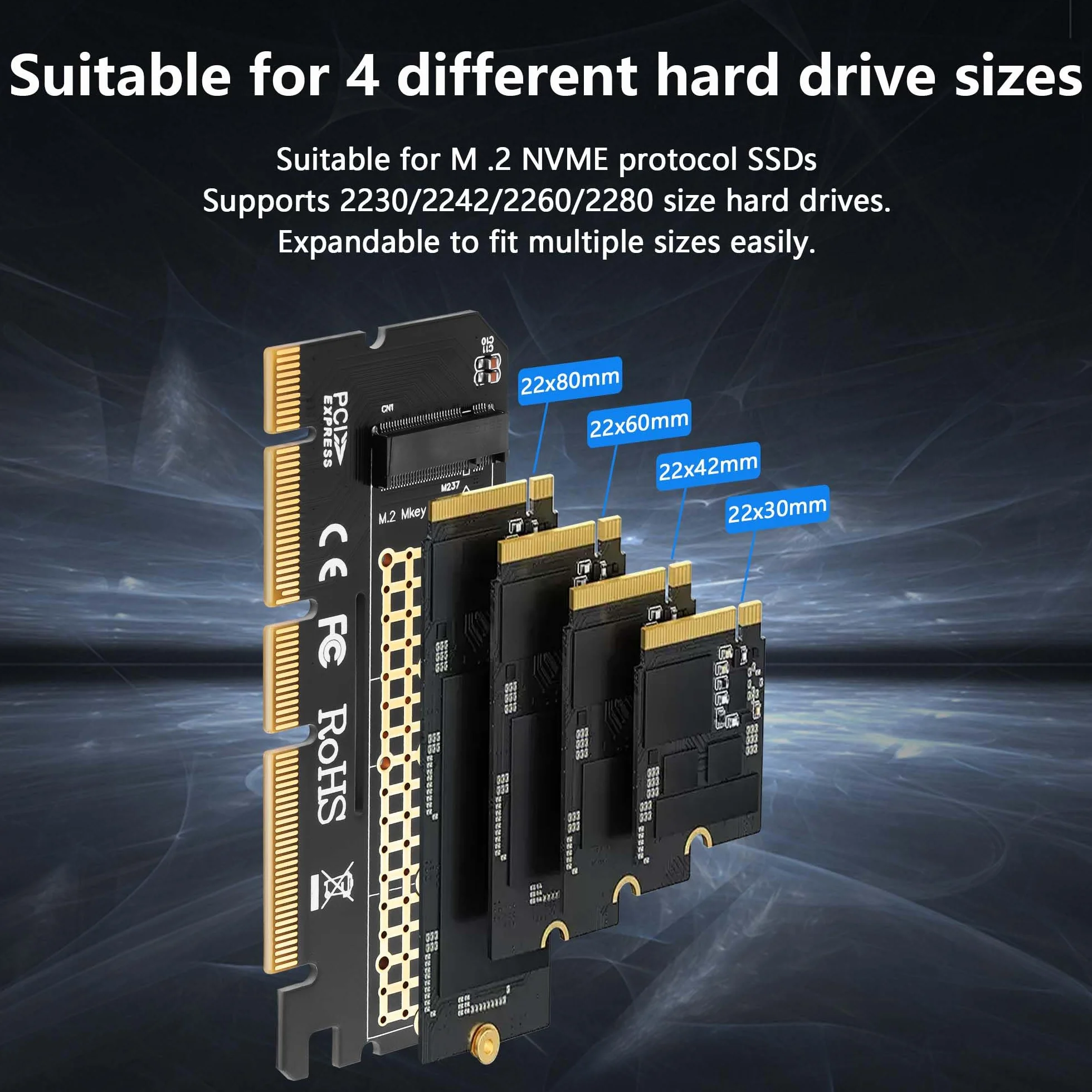 GINTOOYUN M.2 NVME SSD do PCIE 4X 8X 16X karta adaptera M. 2 M Key SSD do PCI-E 3.0 4X 8X 16X karta rozszerzeń obsługa SSD długość 2230 2242 2260 2280