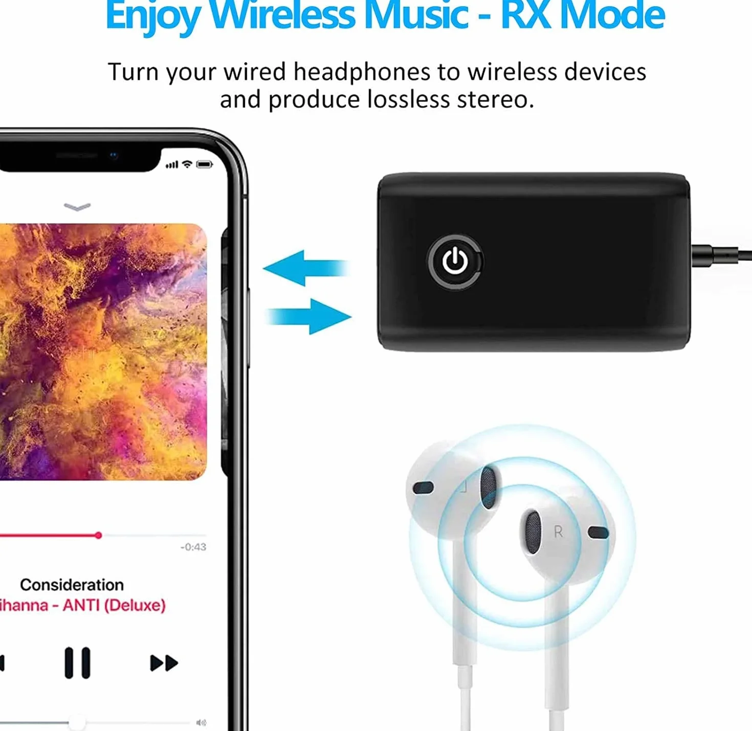 Nadajnik Bluetooth 5.0, nadajnik i odbiornik, adapter Bluetooth 2 w 1, gniazdo 3,5 mm APTX i USB, kompatybilny z TV/PC/systemem stereo/Maiso