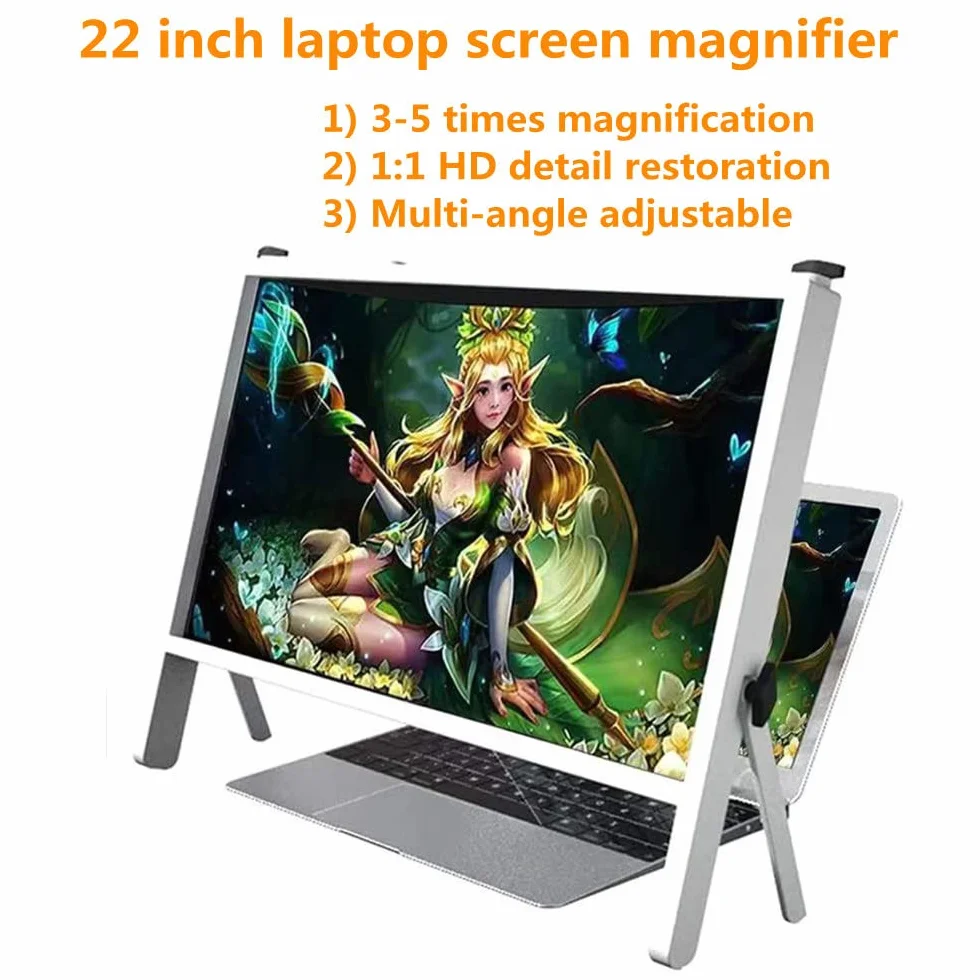 Lupa do ekranu laptopa Szkło powiększające do ekranu na pulpicie, wygodny składany wyświetlacz projekcyjny 22 ", kompatybilny z laptopami, iPadami, telefonami komórkowymi (biały)