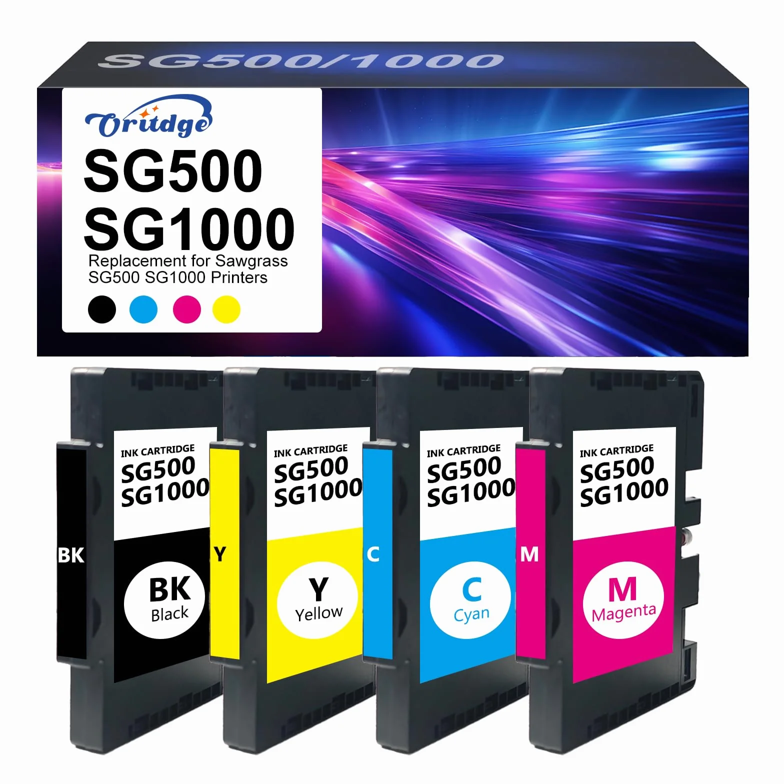 Cartouche d'encre de sublimation compatible pour Sawgrass Virtuoso SG500 SG1000 (Noir, Cyan, Magenta, Jaune)