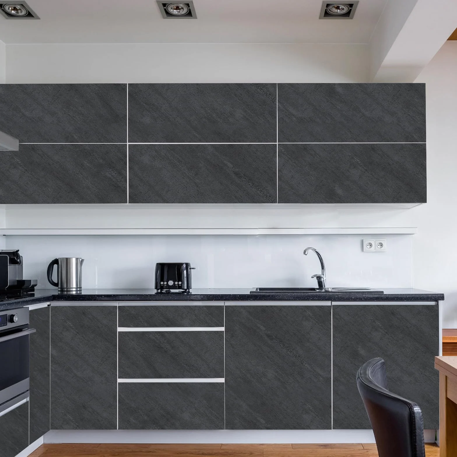 Papier Adhesif Meuble Gris 60x300cm Film Autocollant Decoratif Impermeable Salon Cuisine Chambre