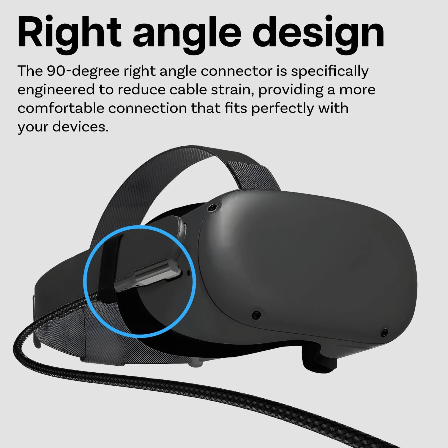 VR Link Kabel USB-C na USB-C do Meta Quest 3S / 3/2 / Pro, Pico 4 Ultra / 4 i PC/Steam VR firmy MMOBIEL – Kabel 90 Stopni Nylon w Oplocie Typu C do słuchawek VR do Gier - 5m - Czarny